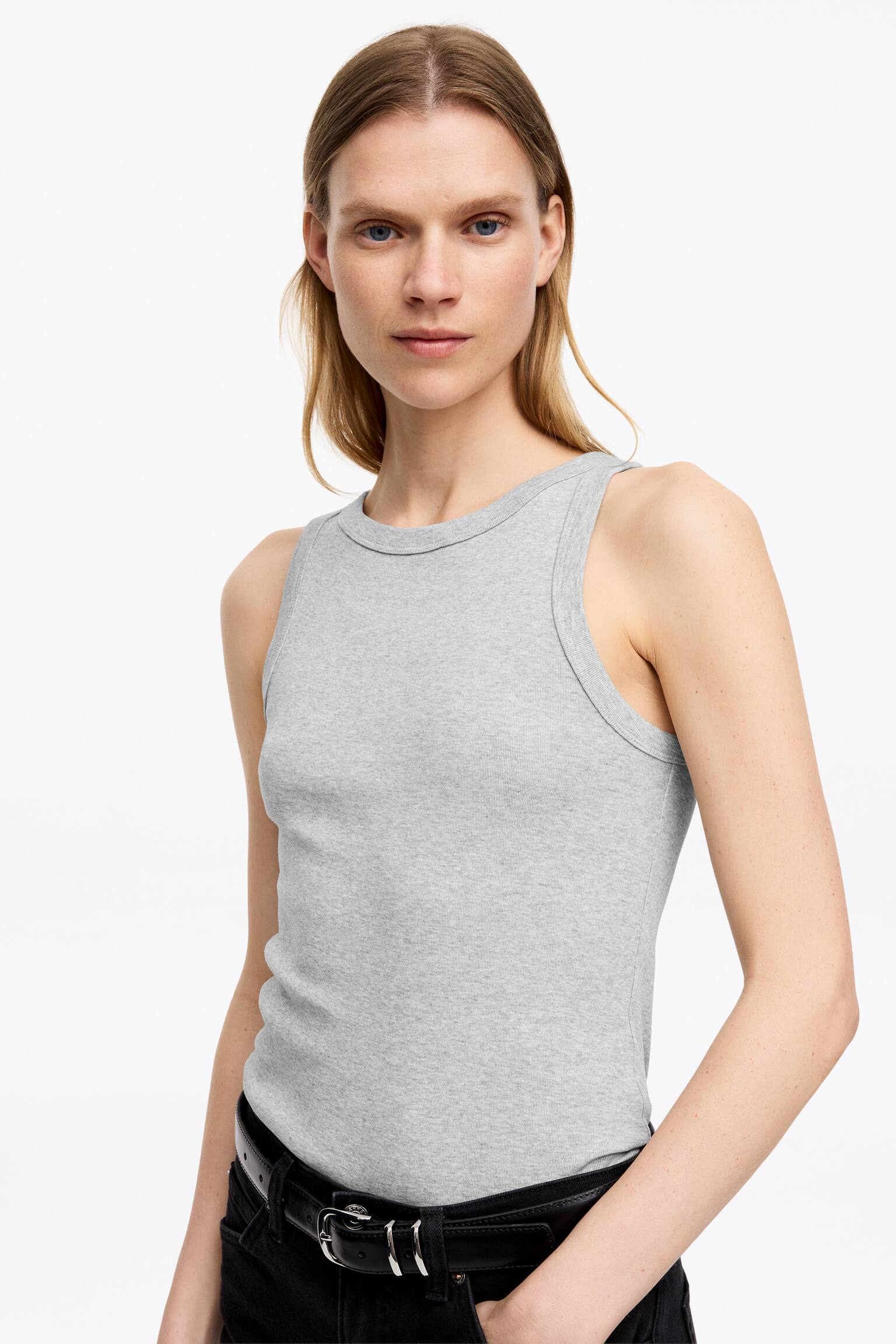 Ribbat linne - Grå/Svart/Vit - 6