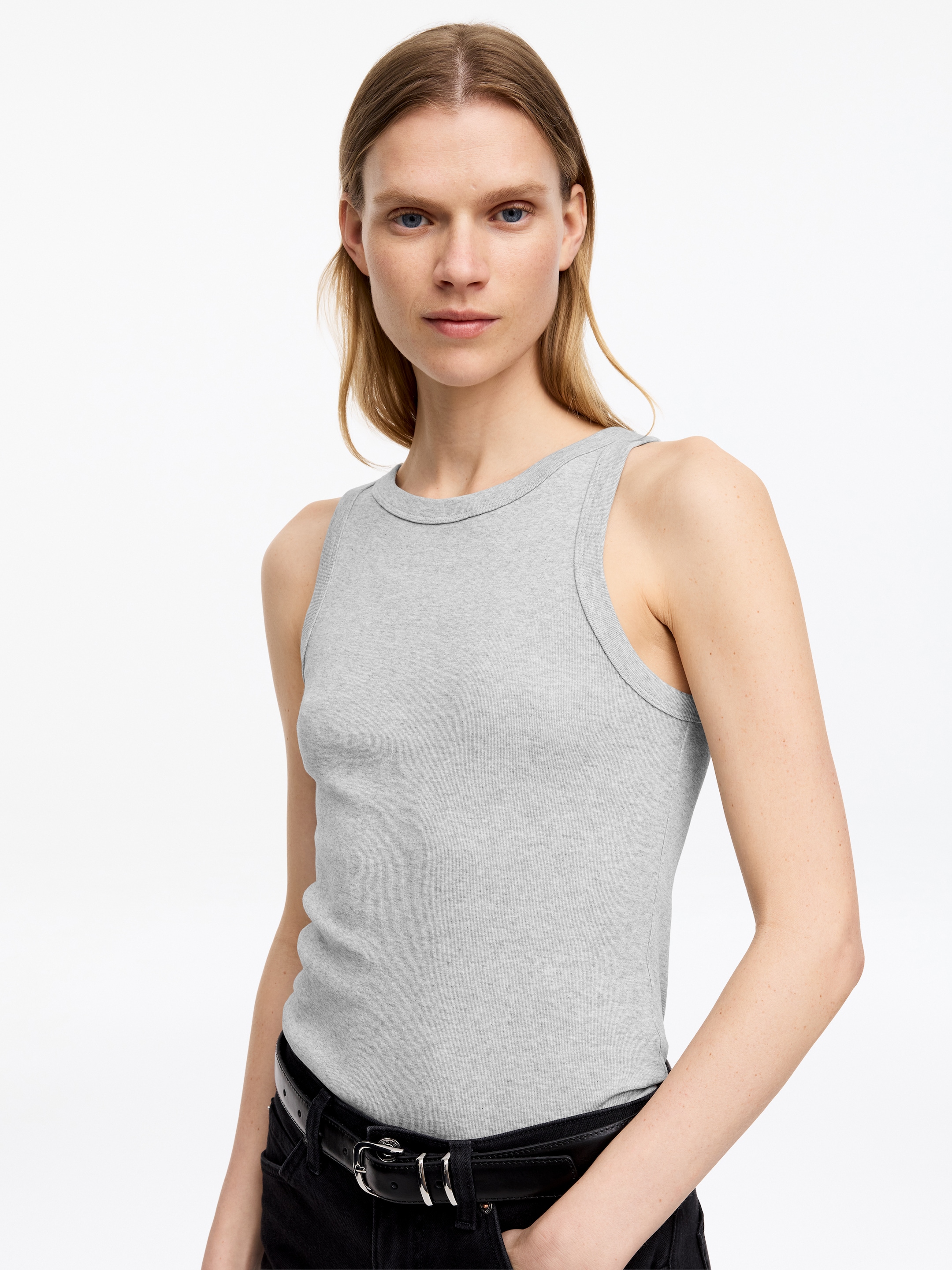 Rib Tank Top - Grey - Slim fit - Women - StillMedia/Lookbook - 14