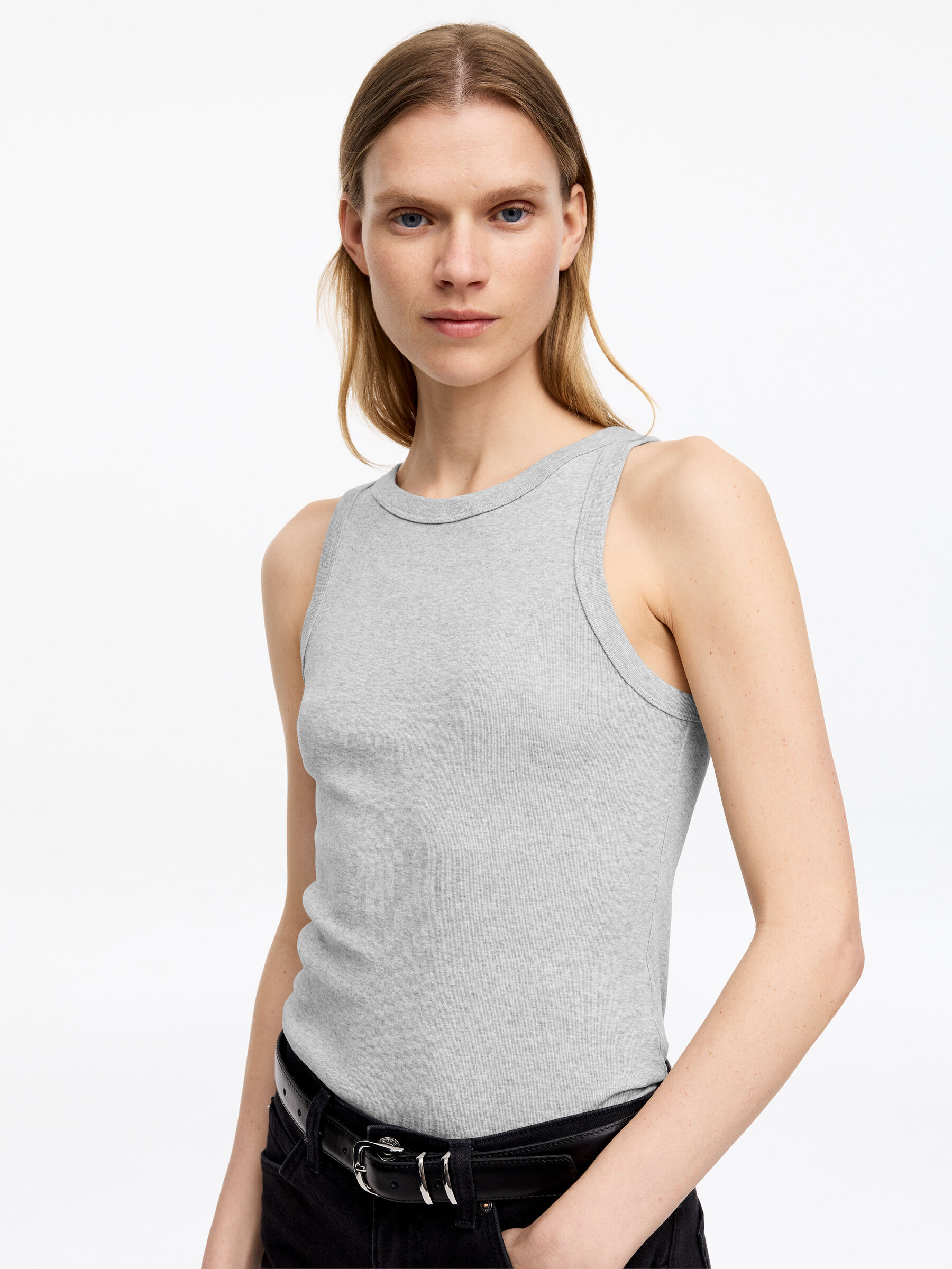 Débardeur côtelé - gris - Slim fit - Femme - StillMedia/Lookbook - 14