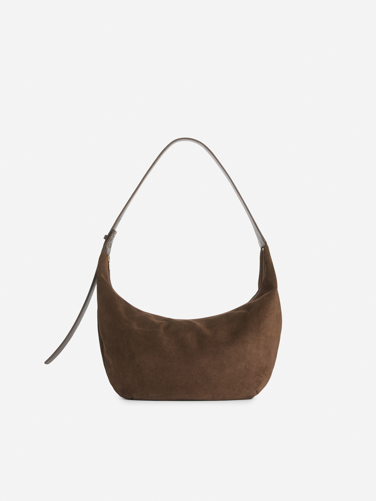 Curved Suede Bag - Brown/Khaki Green
