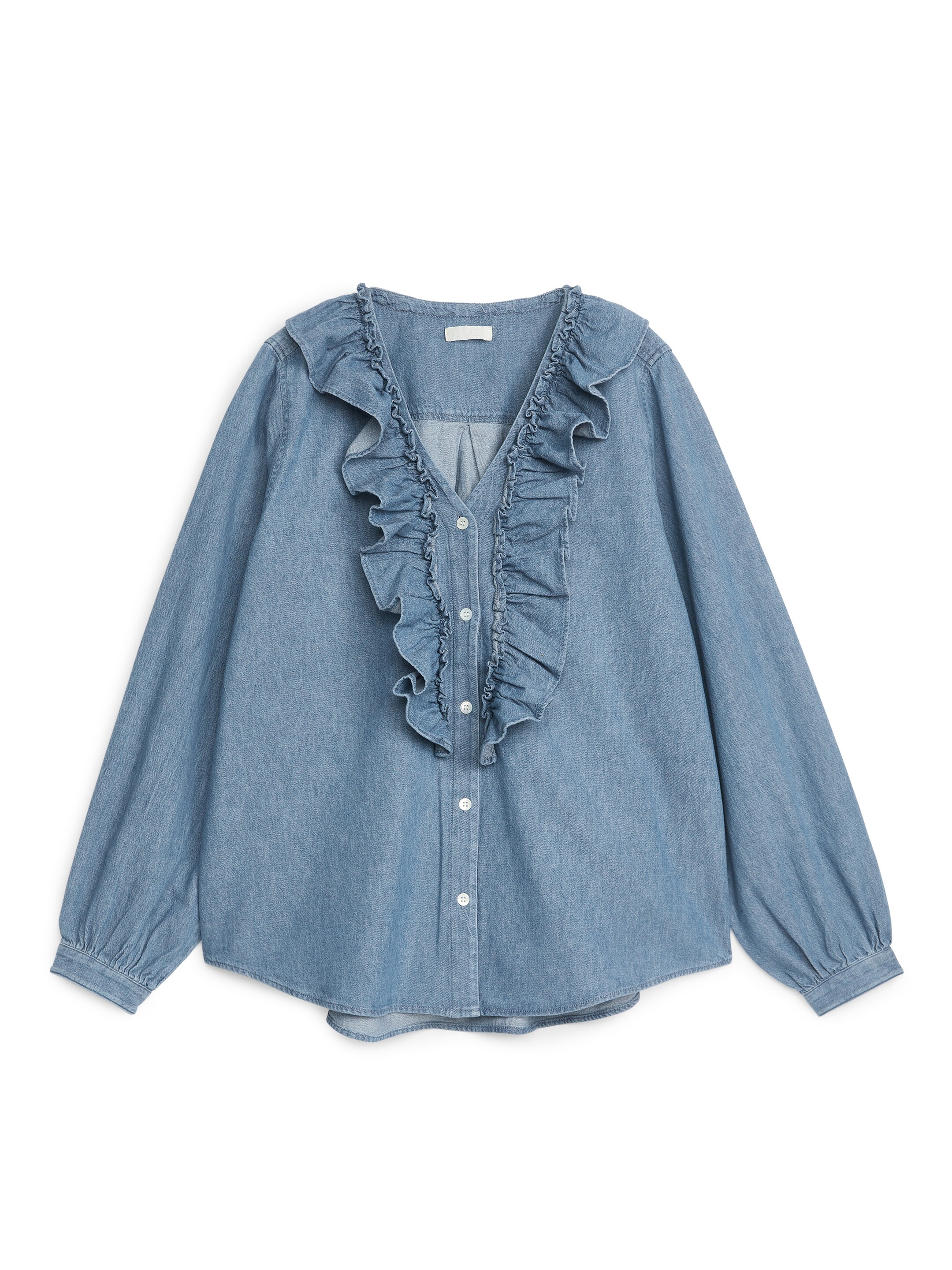 Größeres Bild ansehen: Rüschenbluse aus Denim - Blau - Ladies | H&M DE 1