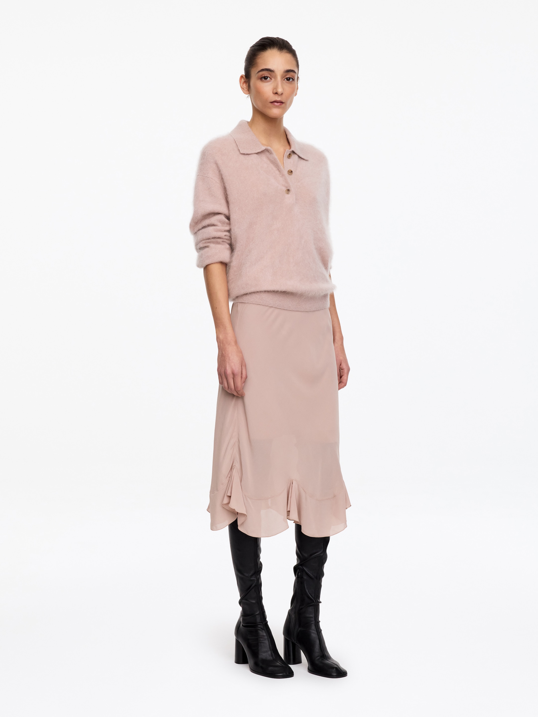 Midirock mit Volantsaum - Altrosa - Regular Fit - women - StillMedia/Lookbook - 2