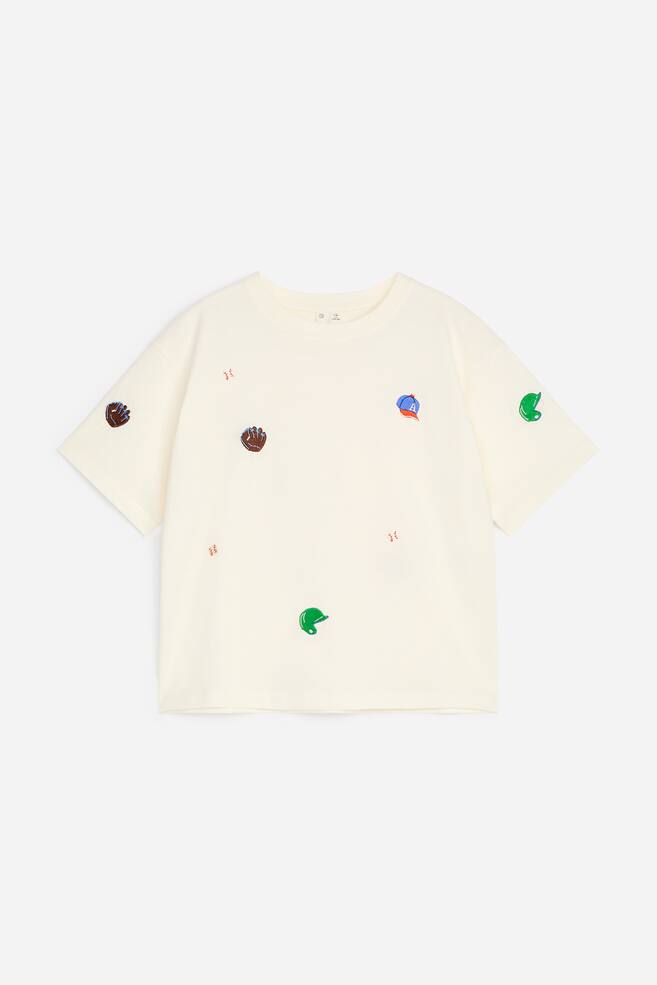 Embroidered T-Shirt - Off White/Rugby/Grey/Dark Grey/Grey - 1