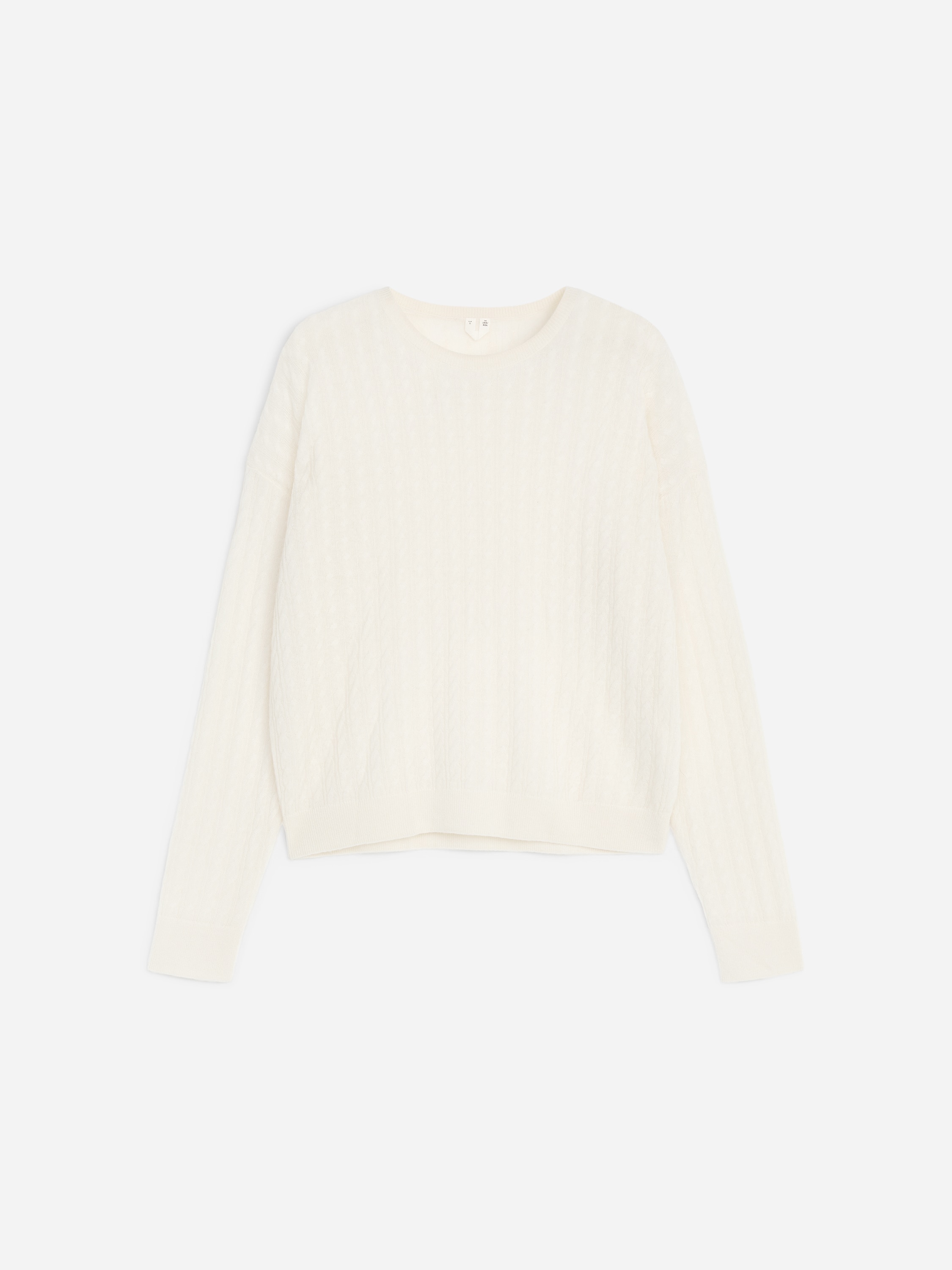Maglione in puro cashmere con lavorazione a trecce - Bianco sporco/Grigio