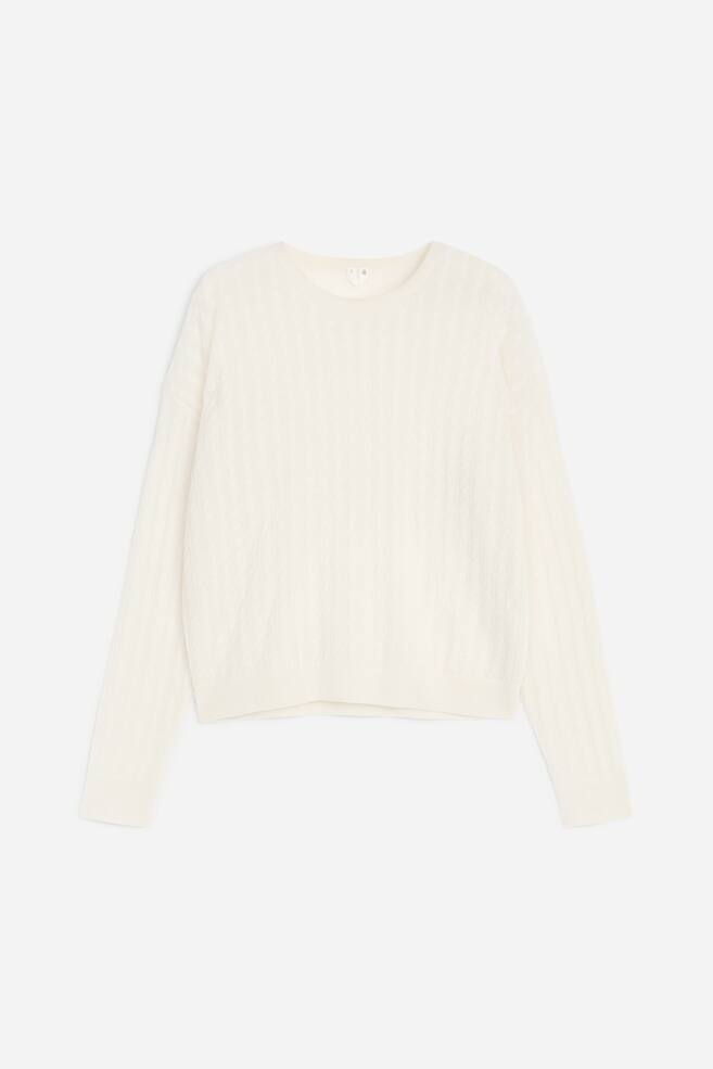Jersey de cachemir puro de punto de ochos - Blanco roto/Gris - 1