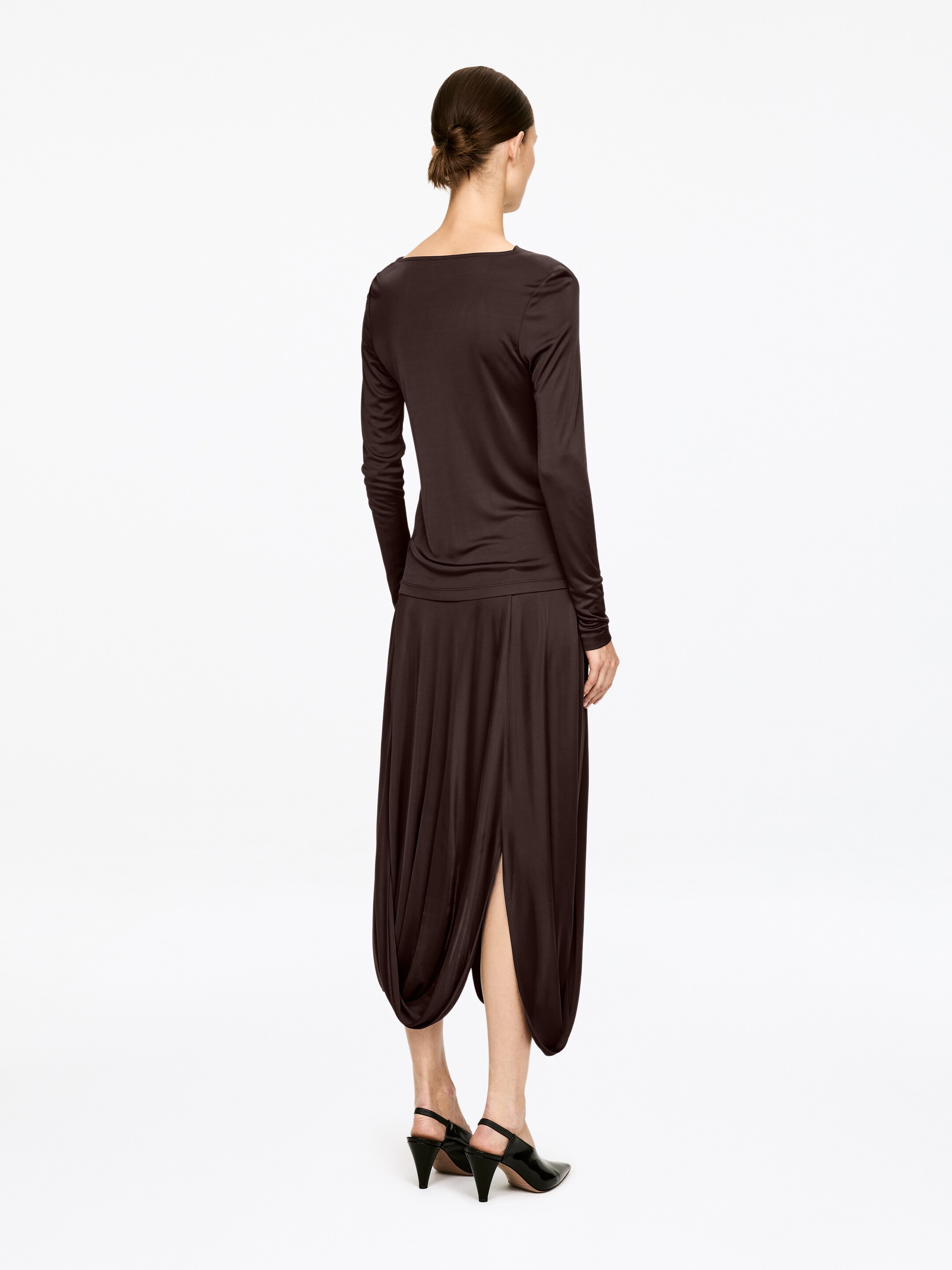 View larger image: Draped Viscose Skirt - Dark Brown - Ladies | H&M GB 3