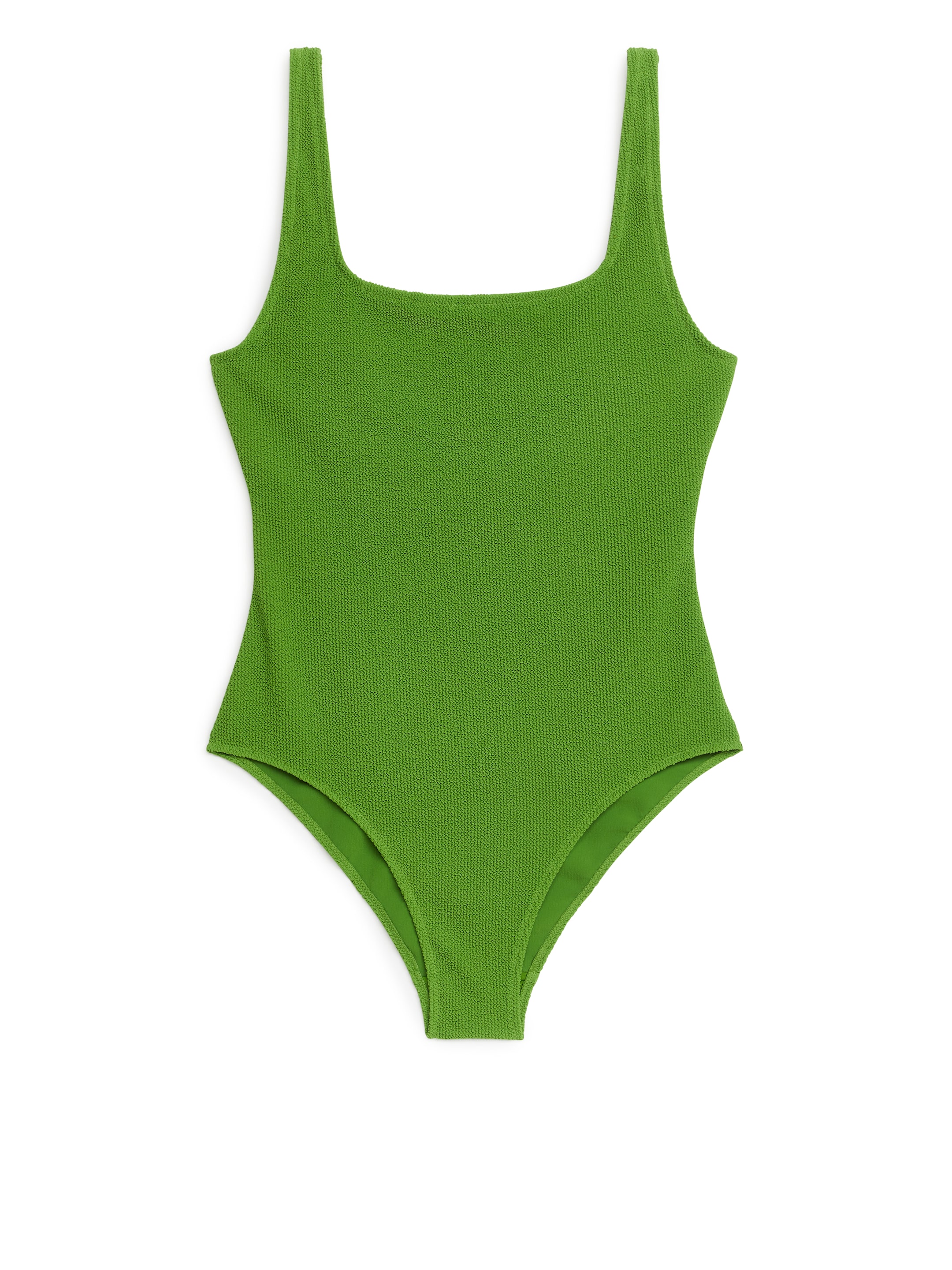 Crinkle Square Neck Swimsuit - Green - Slim fit - Women - StillMedia/DescriptiveStillLife - 2