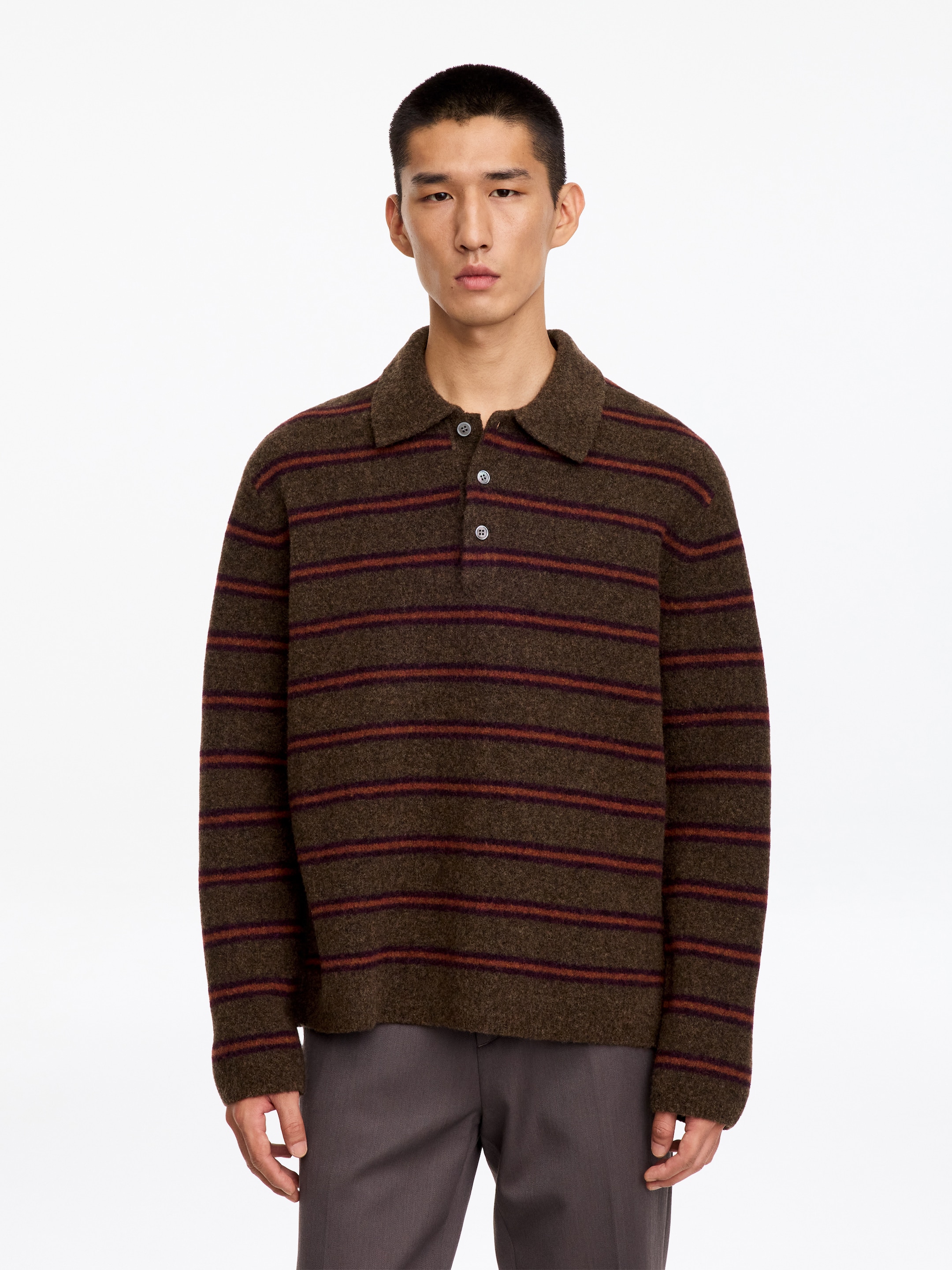 Polo in misto lana-Brown-20744
