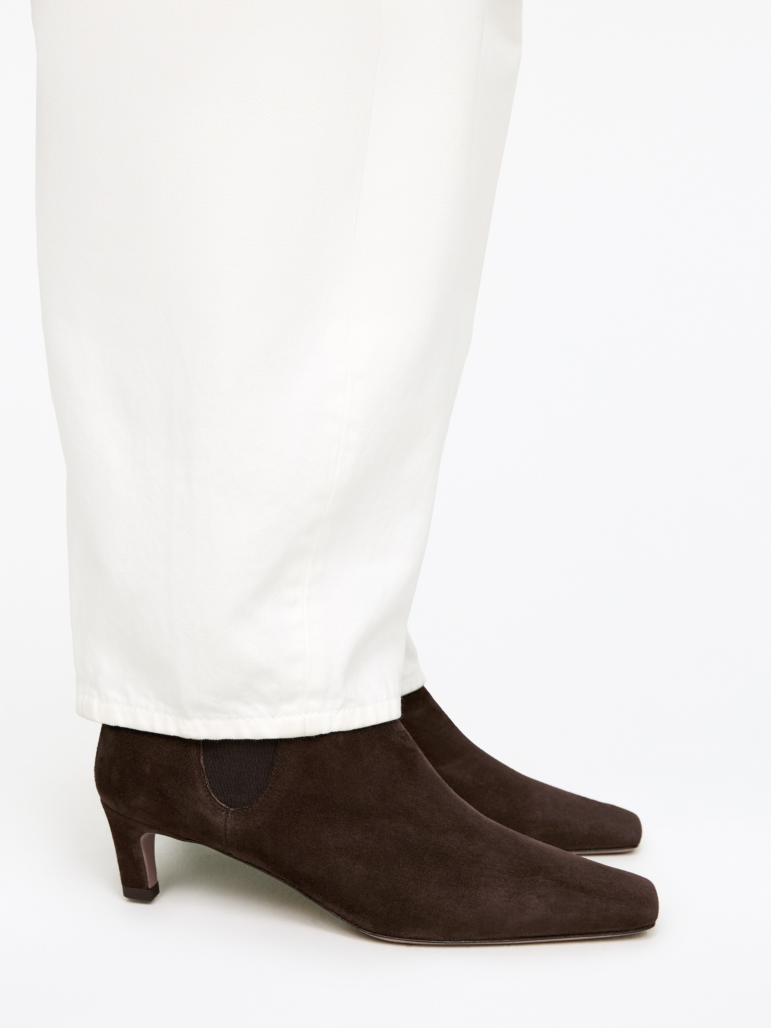 Suede Ankle Boots - Dark Brown - 3
