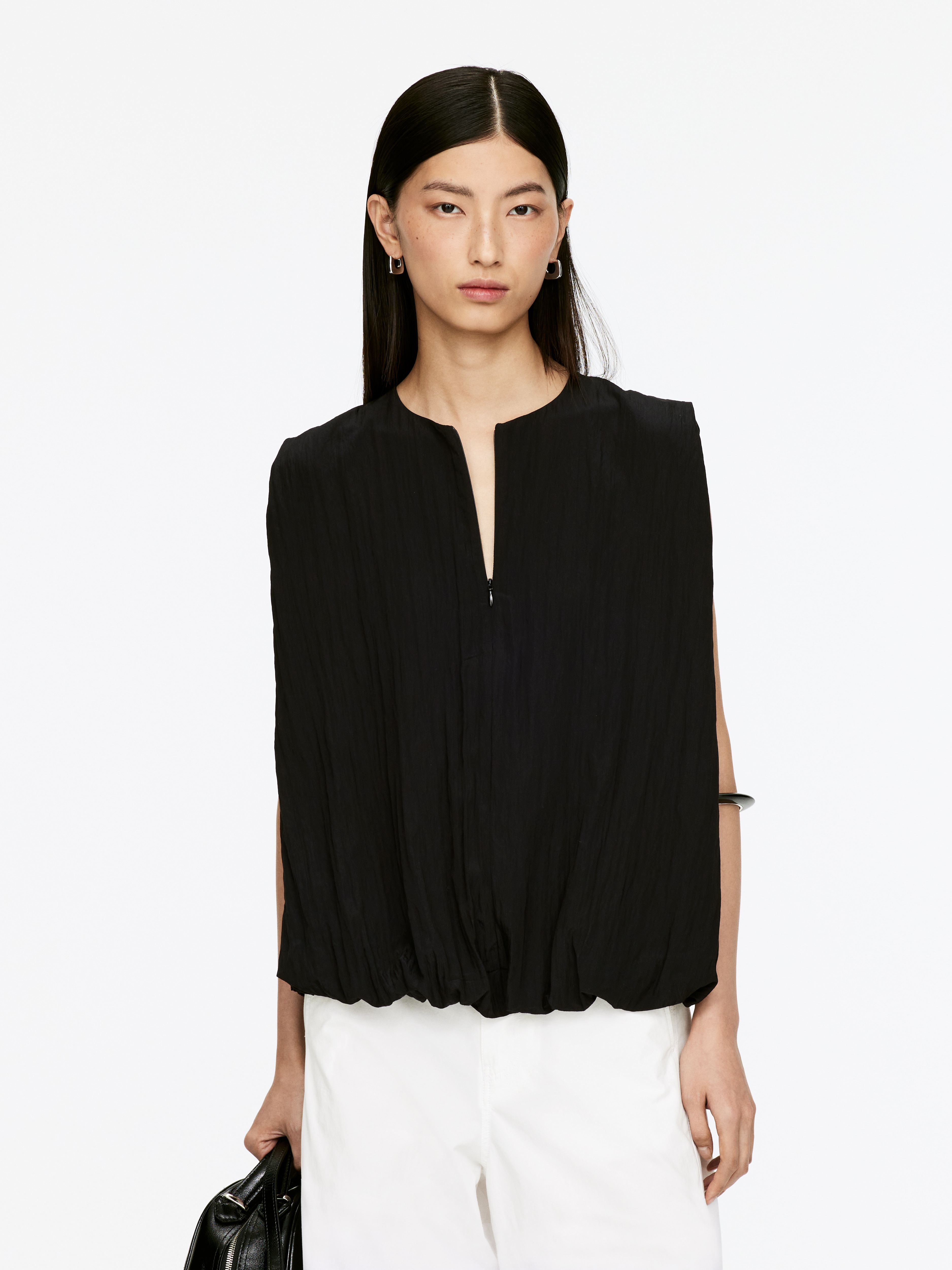 Topp med boblekant - Svart