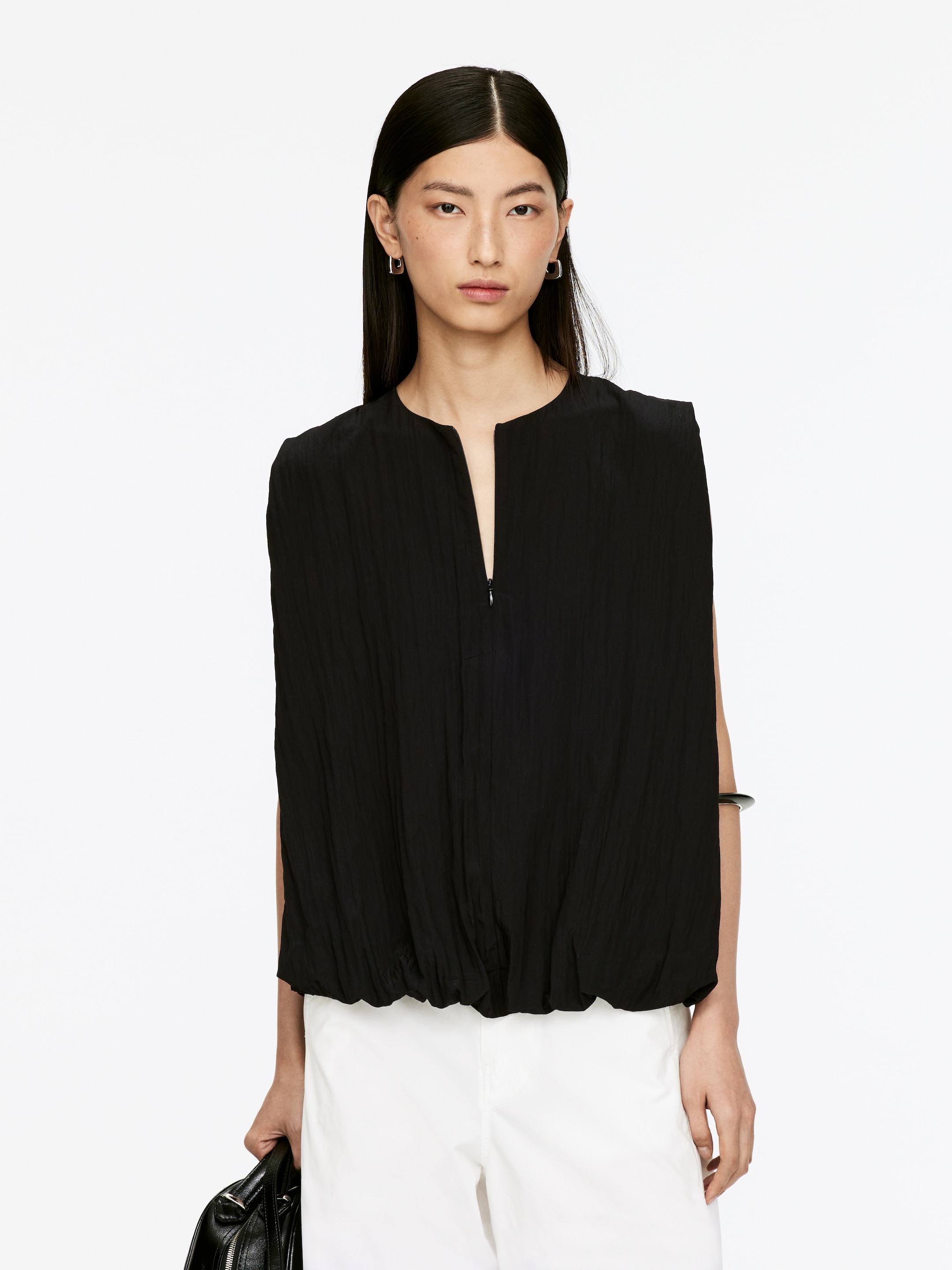 Größeres Bild anzeigen: Oberteil mit Bubble-Saum - Schwarz - Ladies | H&M AT 1