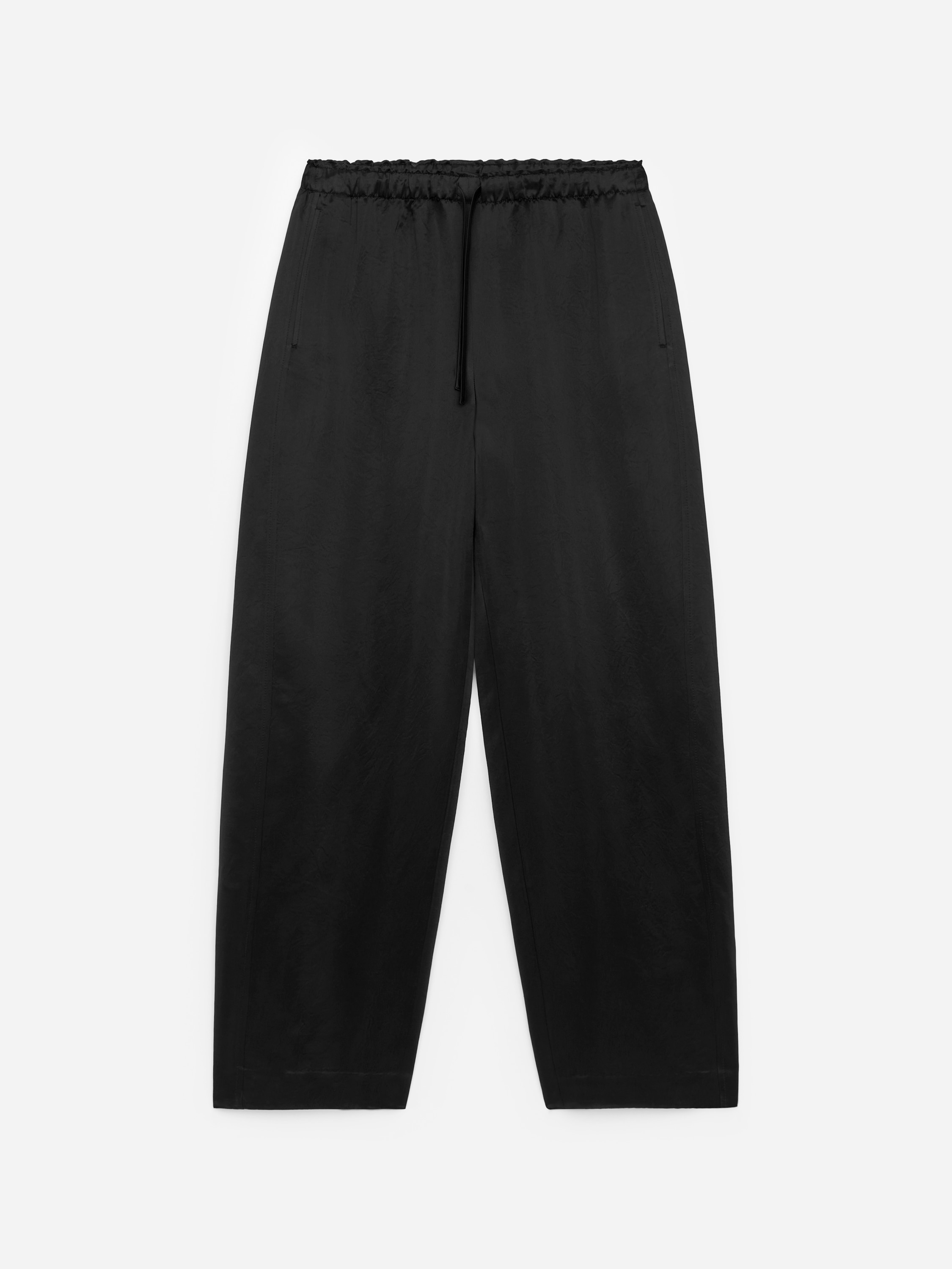 Pantalones de satén con cordón - Negro/Beige claro
