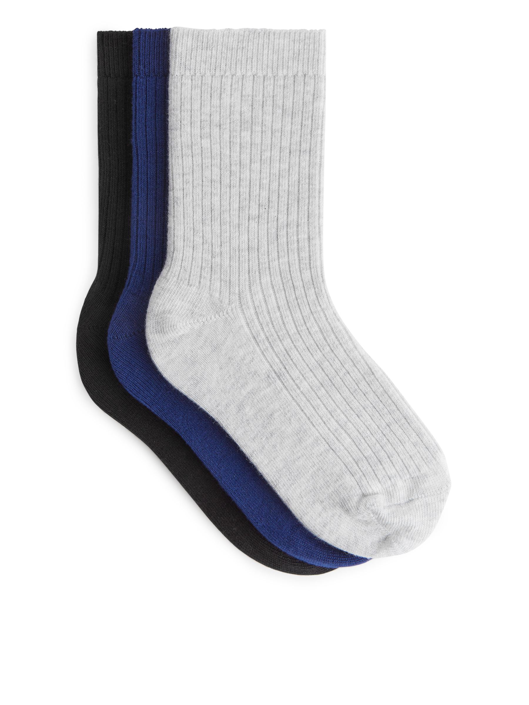 Rippstricksocken, 3 Paare - Grau/marineblau/schwarz - Regular Fit - Kinder - StillMedia/DescriptiveStillLife - 1
