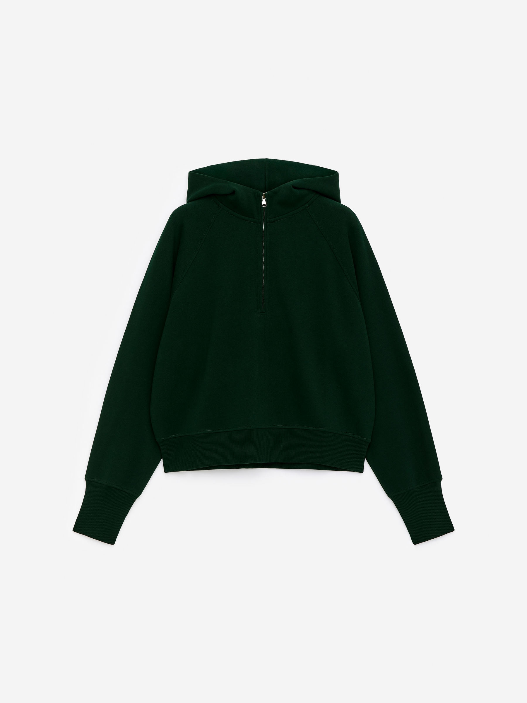 Half-Zip Hooded Sweatshirt - Dark Green - Regular fit - Women - StillMedia/DescriptiveStillLife - 1
