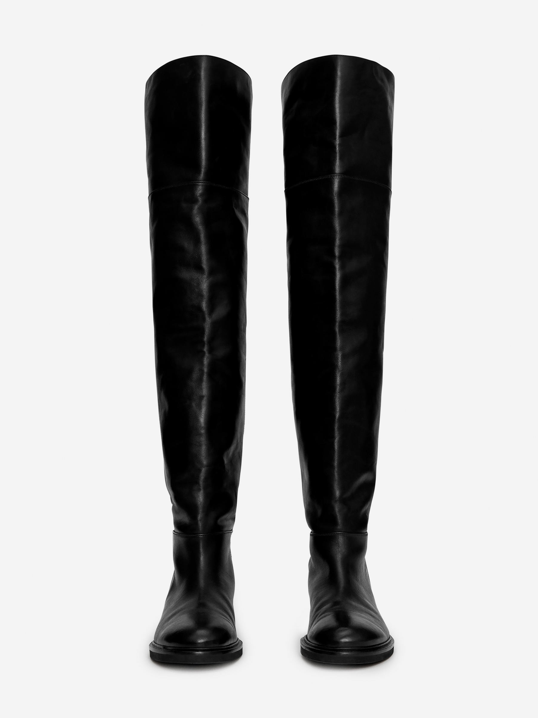 Over-The-Knee Leather Boots - Black - Women - StillMedia/DescriptiveStillLife - 12