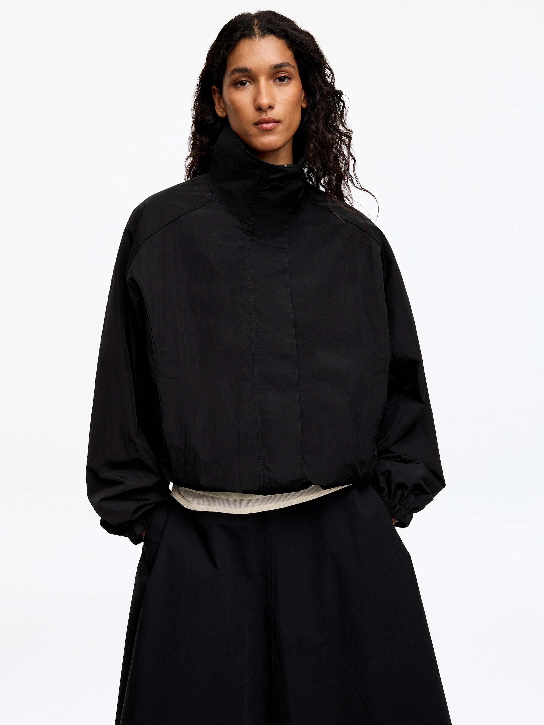 Funnel-Neck Nylon Jacket - Black - Oversized - Women - StillMedia/Lookbook - 6