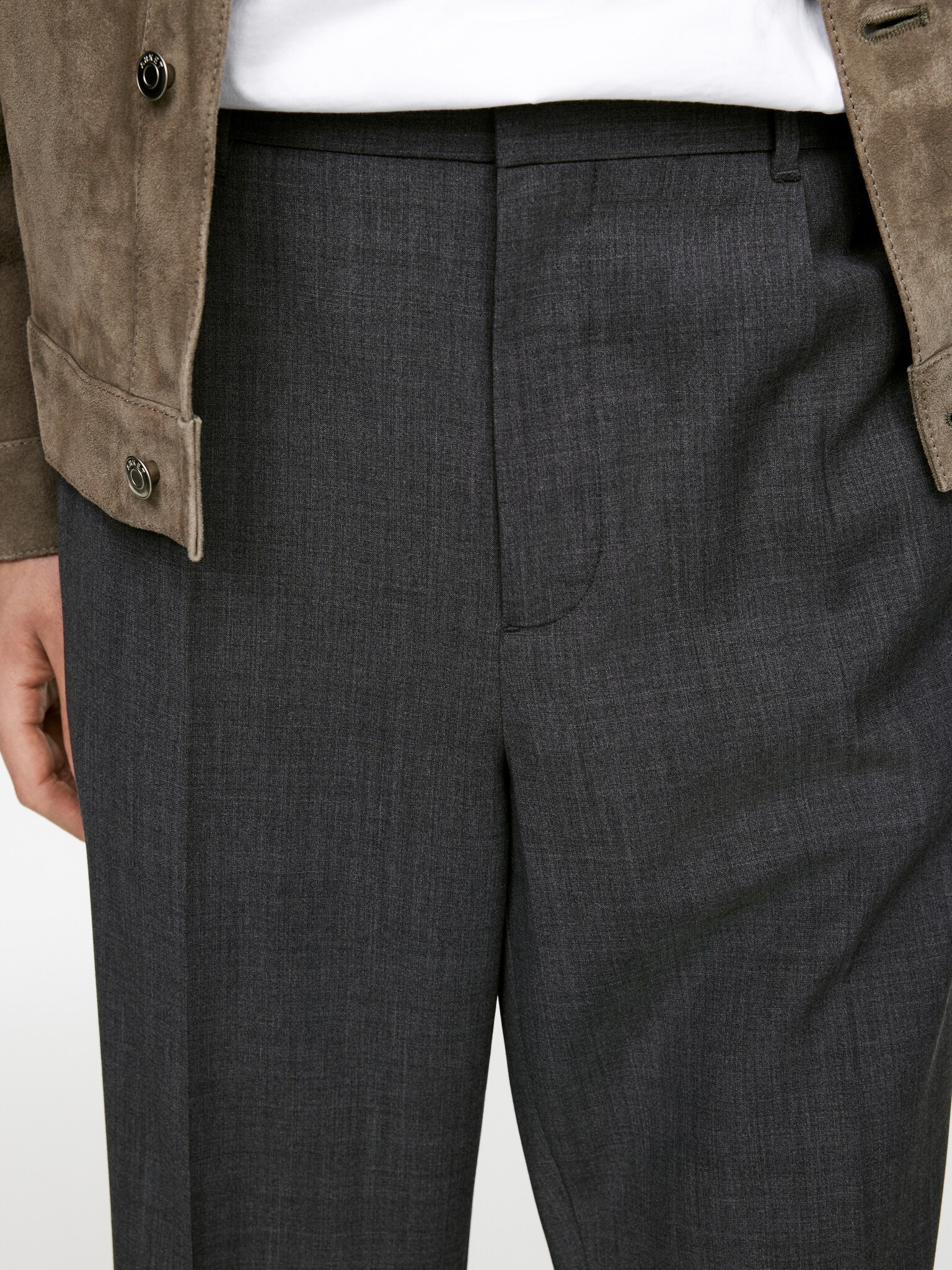 Pantalon habillé en laine - Gris chiné - 3