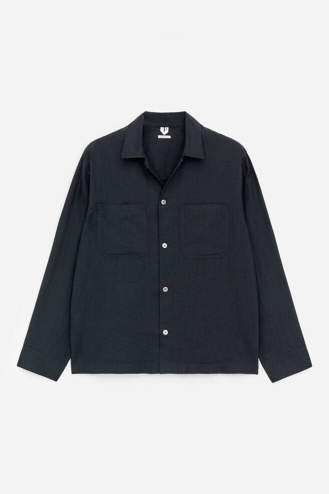 Relaxed Linen Shirt - Dark Blue/Black/Brown/Beige - 1