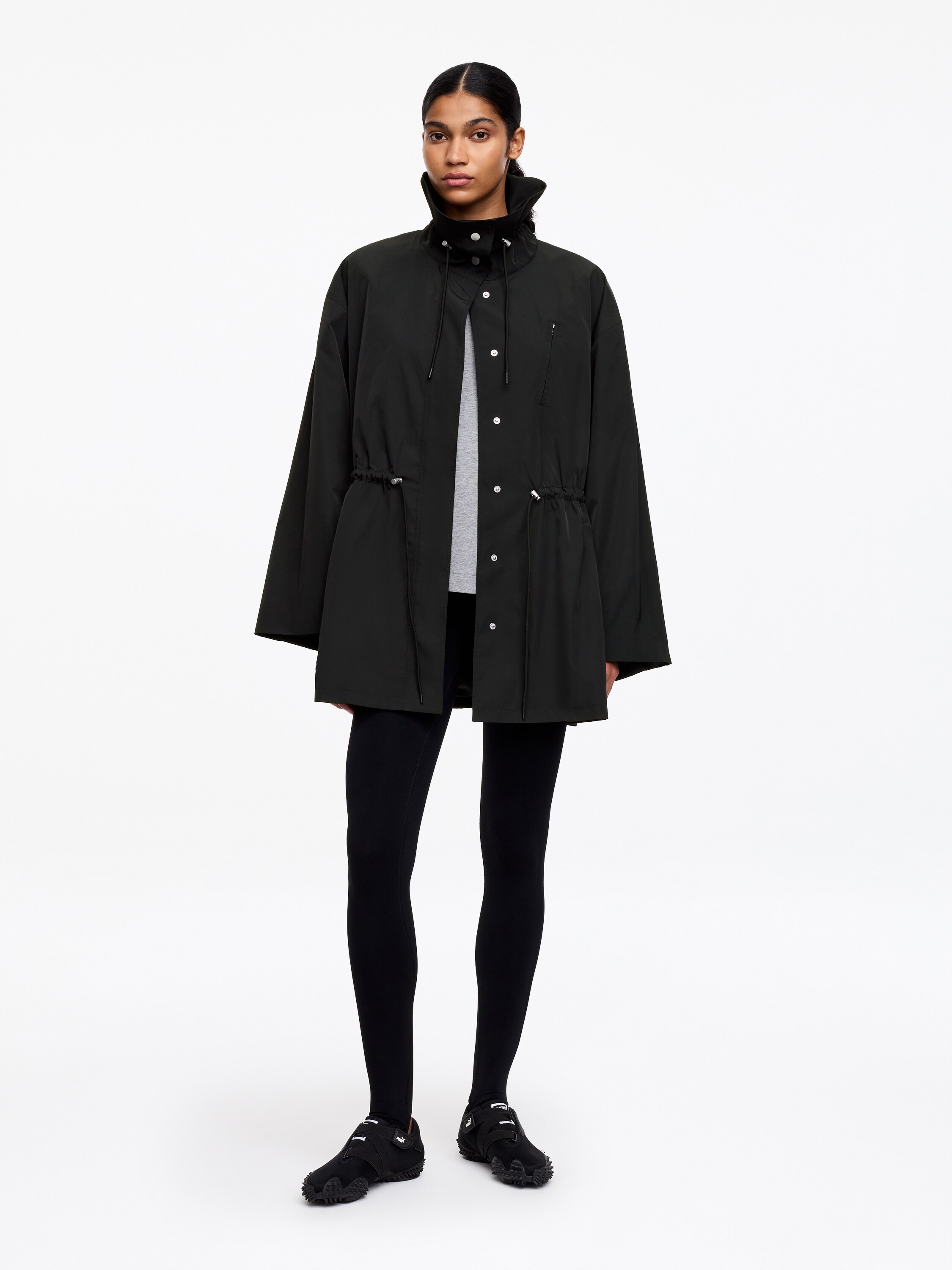 High-Collar Nylon Jacket – Black – Women – ARKET WW
