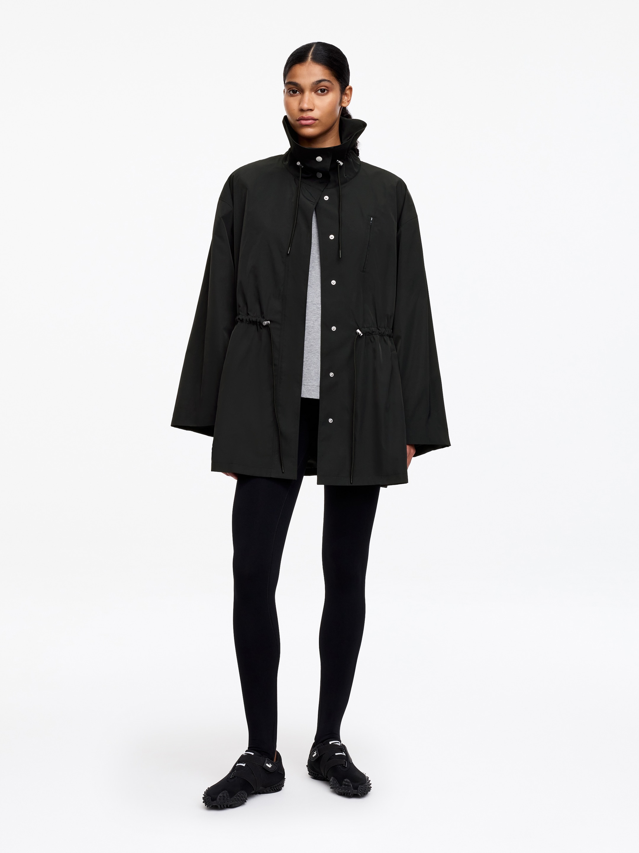 High-Collar Nylon Jacket - Black - Regular fit - Women - StillMedia/Lookbook - 6