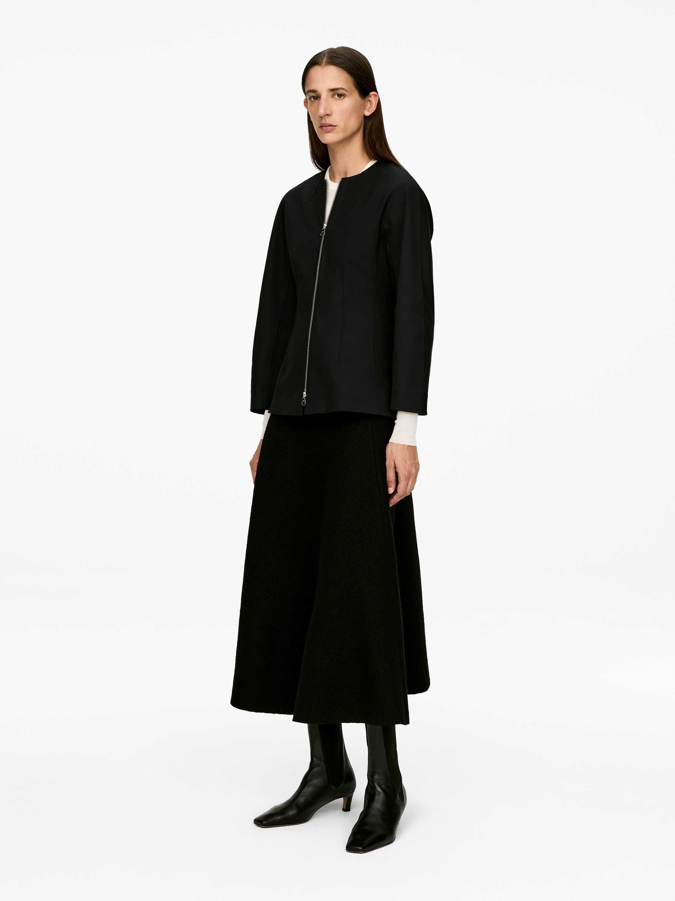 Zip-Up Peplum Top - Black - Slim fit - Women - StillMedia/Lookbook - 3