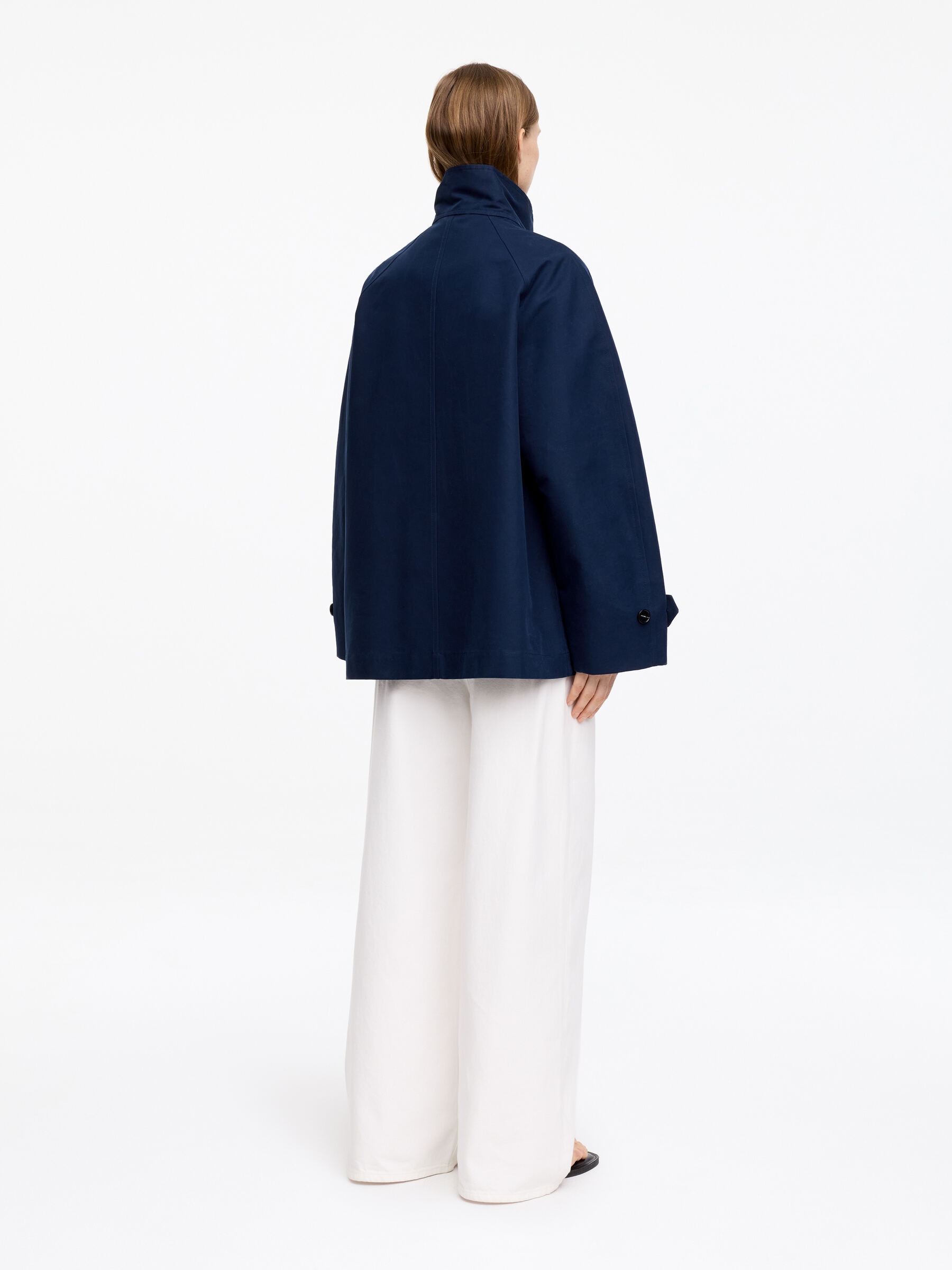 Funnel-Collar Cotton Jacket - Dark Blue - Relaxed fit - Women - StillMedia/Lookbook - 7
