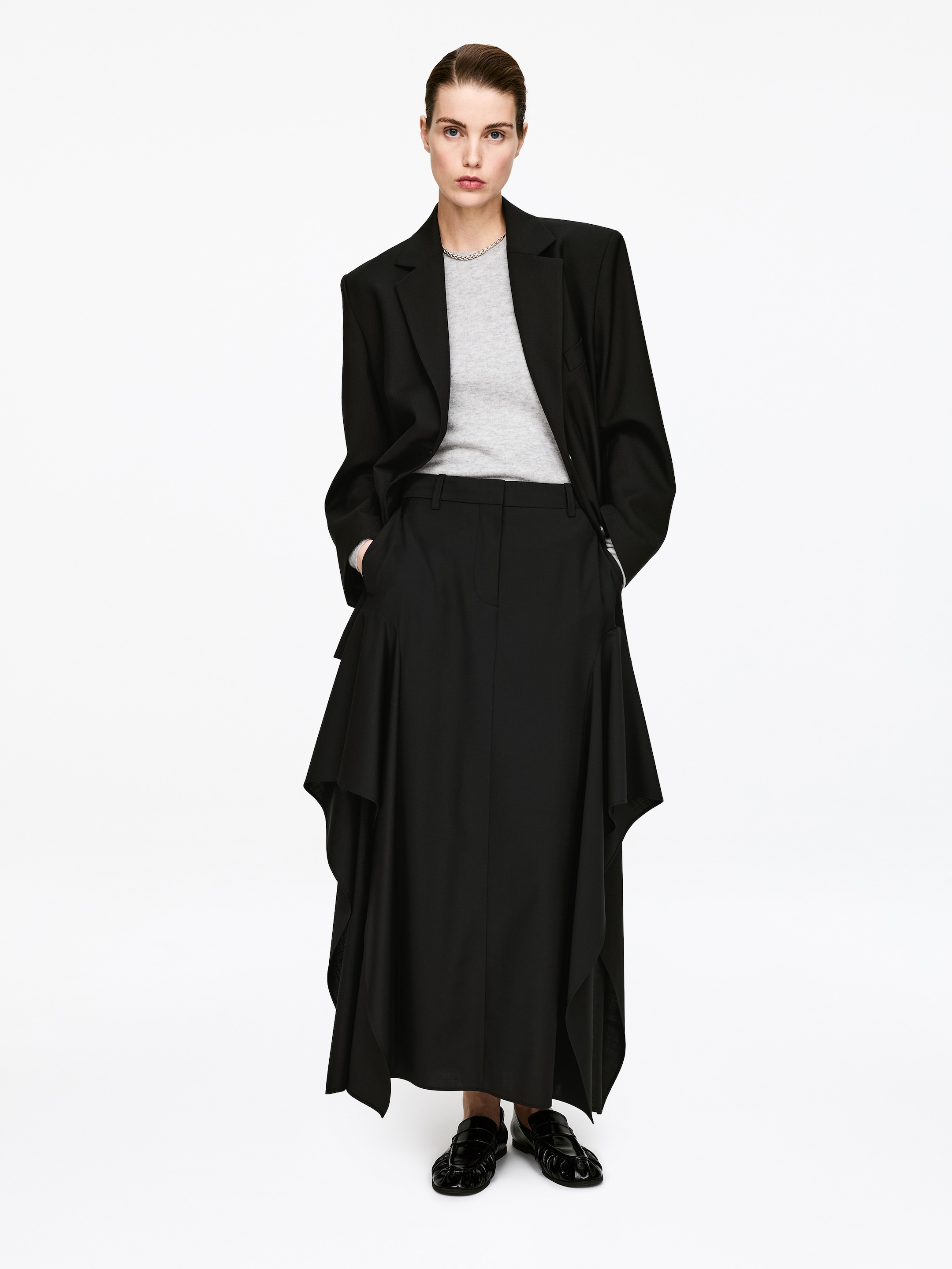Tailored Frill Skirt - Black - Regular fit - Women - StillMedia/Lookbook - 5