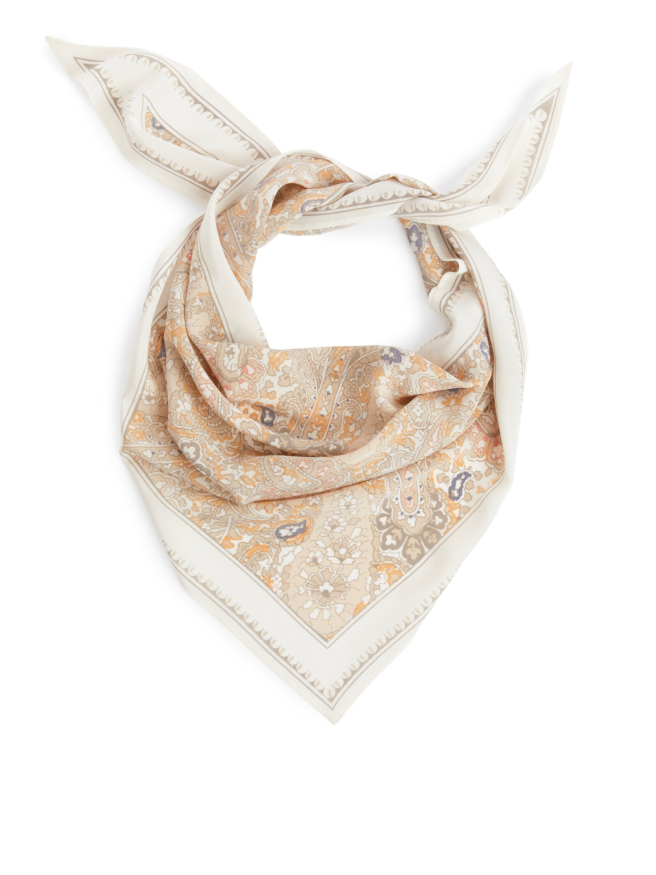Trekantig sidenscarf - Beige/ljusorange - Women - StillMedia/DescriptiveStillLife - 1