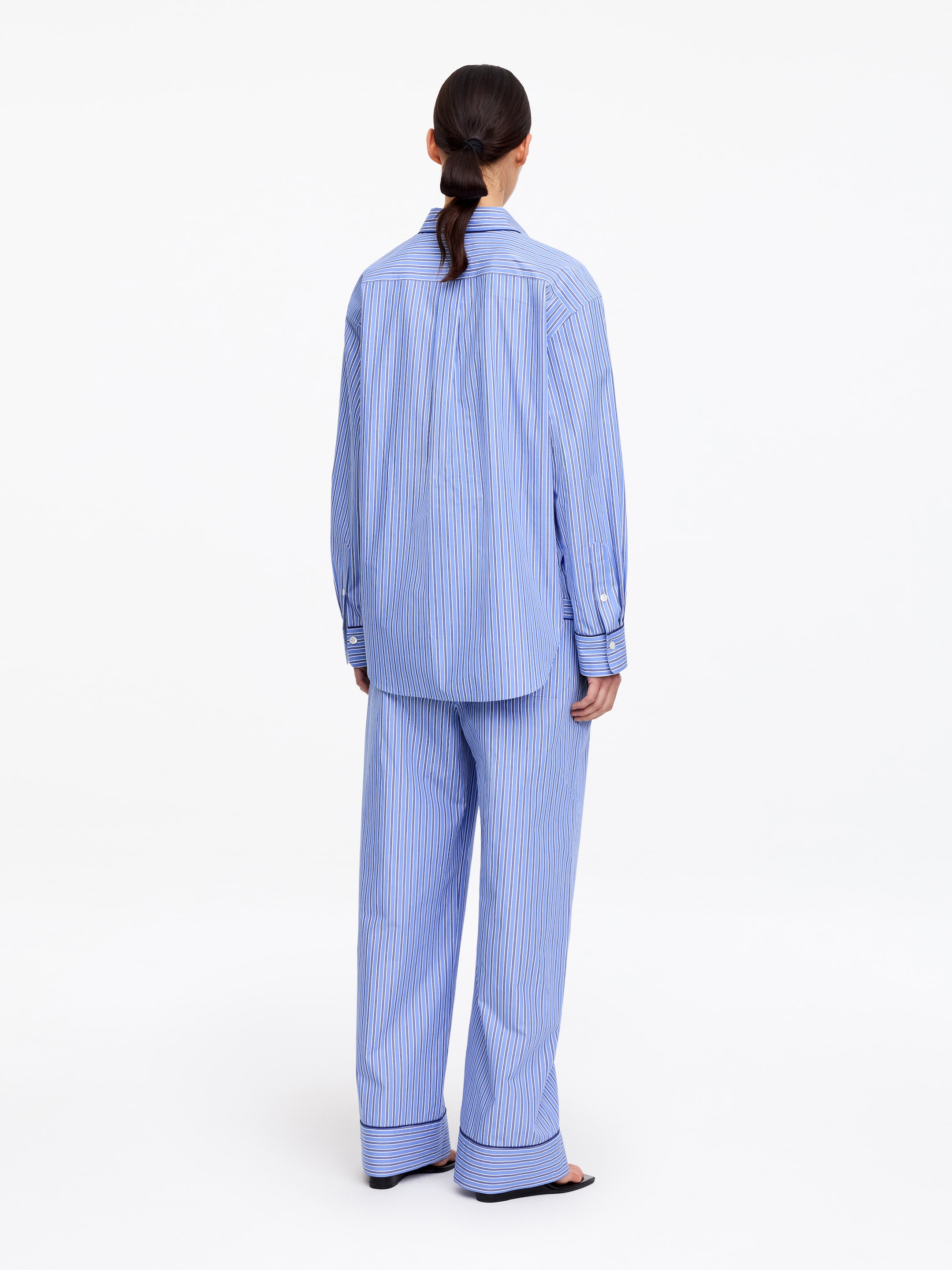 Camisa de algodón con ribetes en contraste - Azul/rayas - Corte estándar - Women - StillMedia/Lookbook - 5