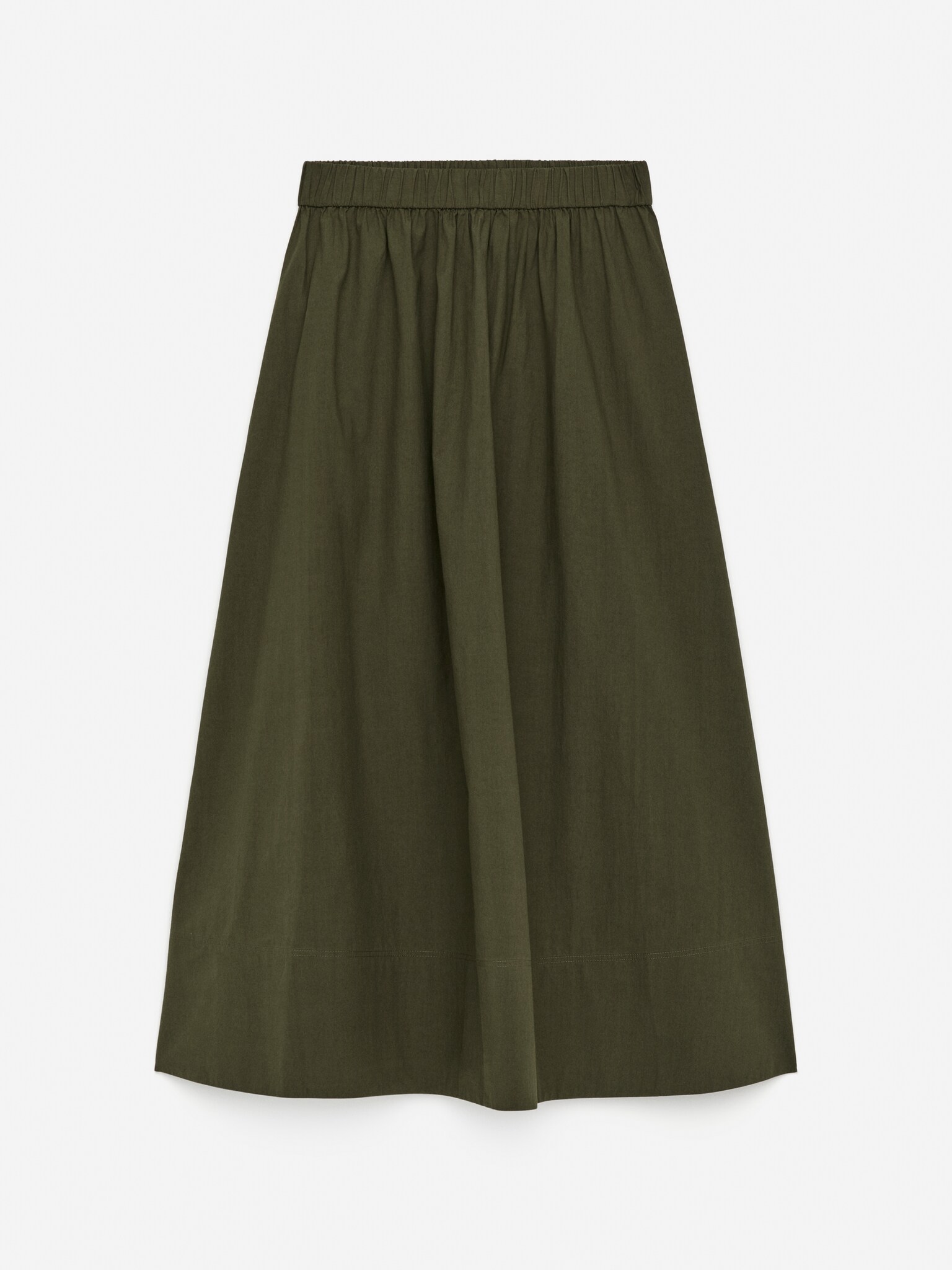 Trapezowa bawełniana spódnica - Zielony khaki/Czarny - 2