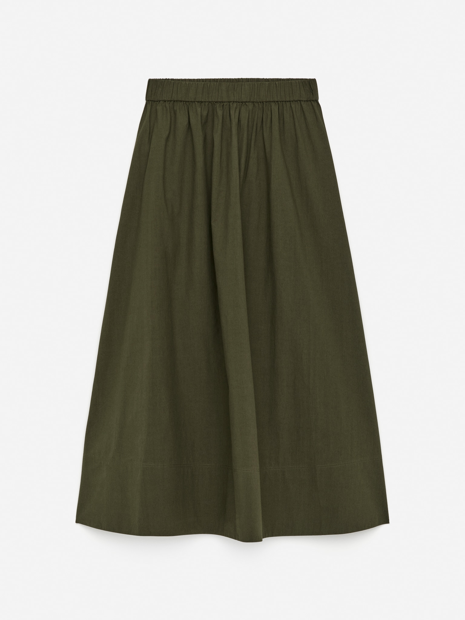 Trapezowa bawełniana spódnica - Zielony khaki/Czarny - 2