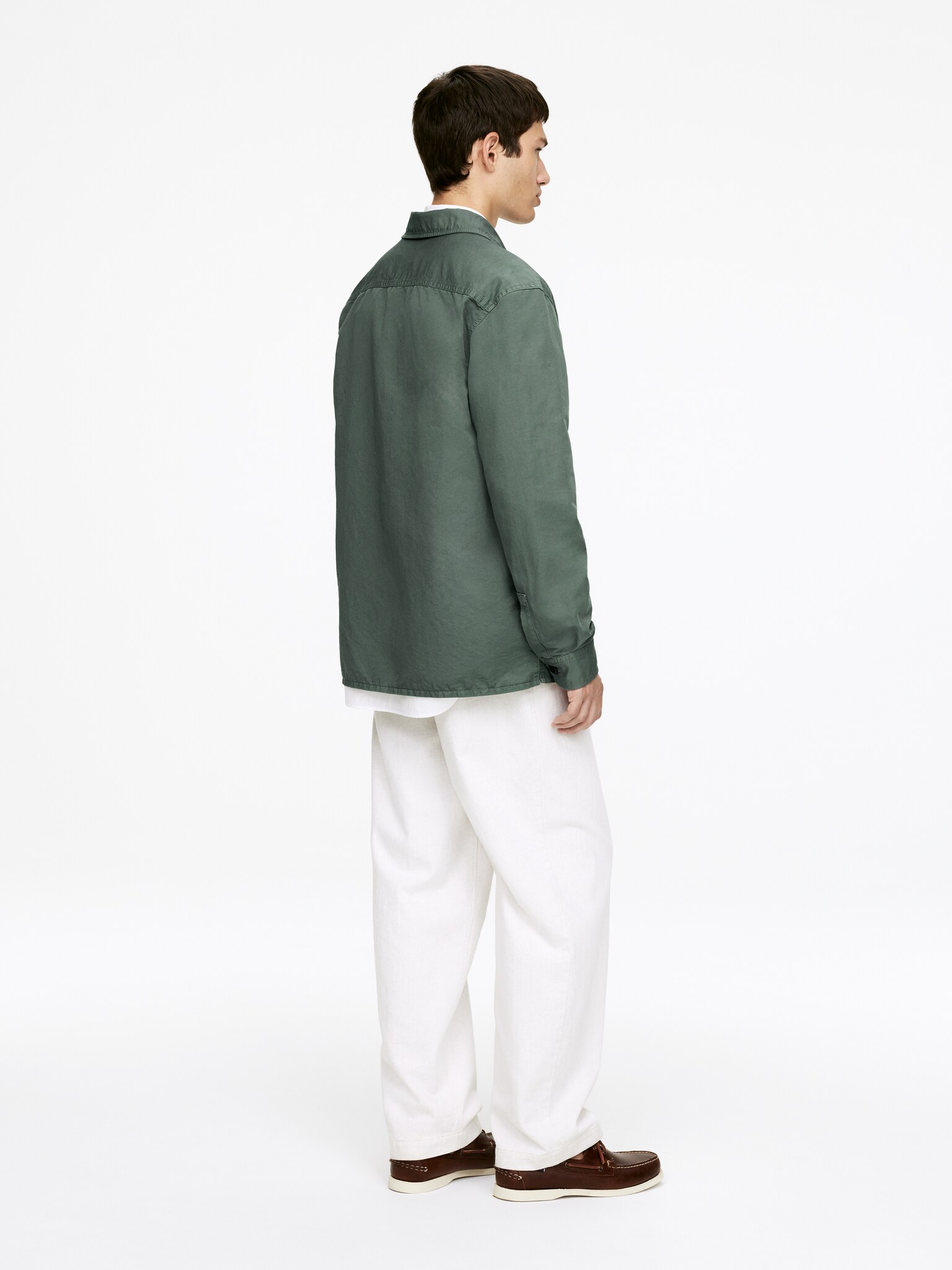 Surchemise en coton et lin - Vert poudré/Bleu poudré - 4