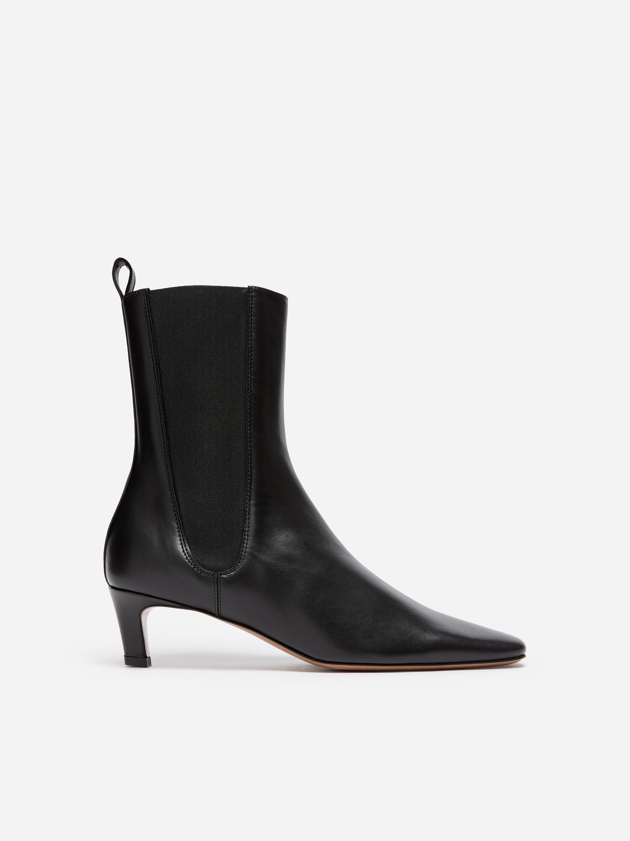 Leather ankle boots-Black-20823