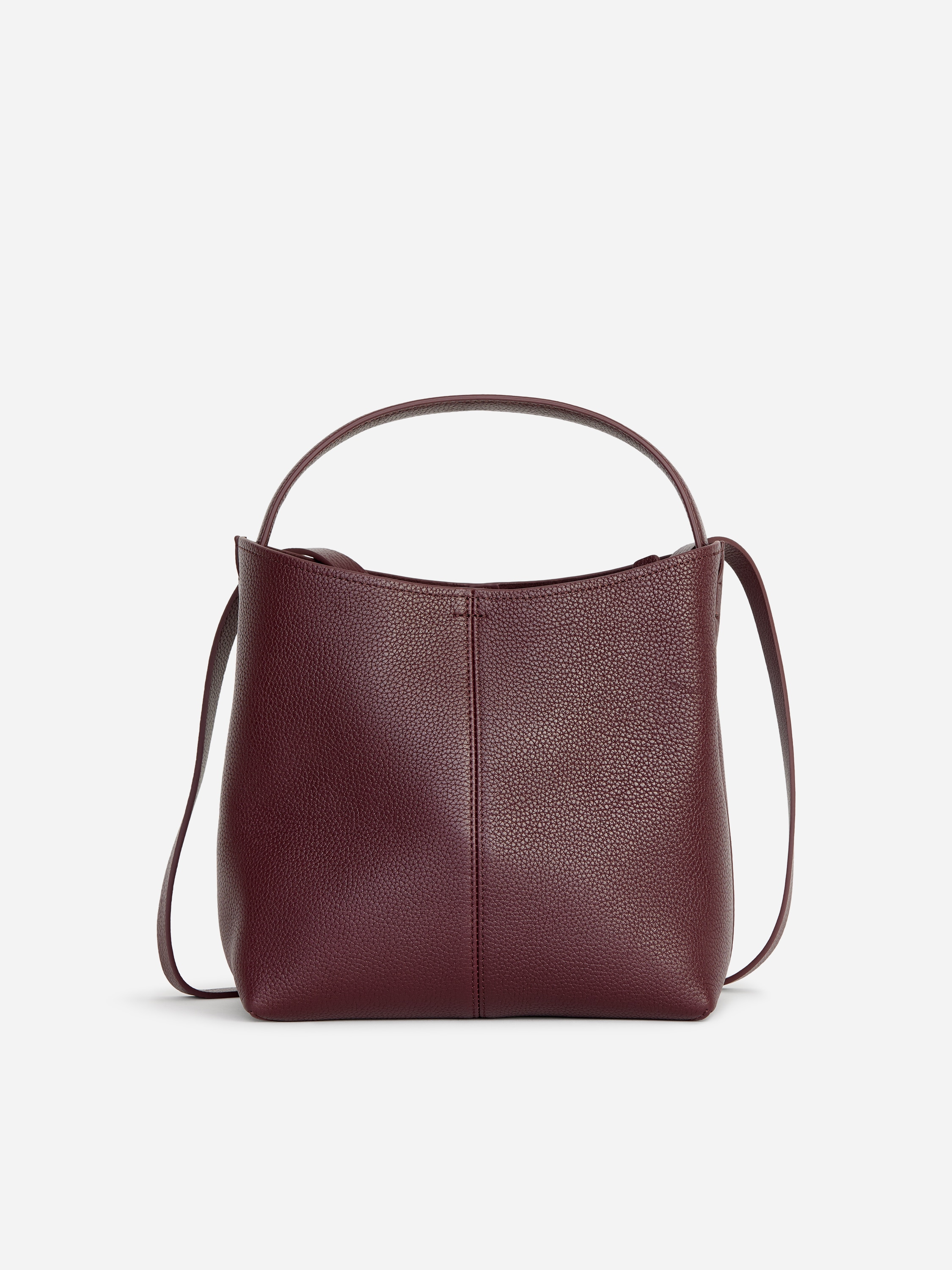 Petit sac seau en cuir - Rouge foncé