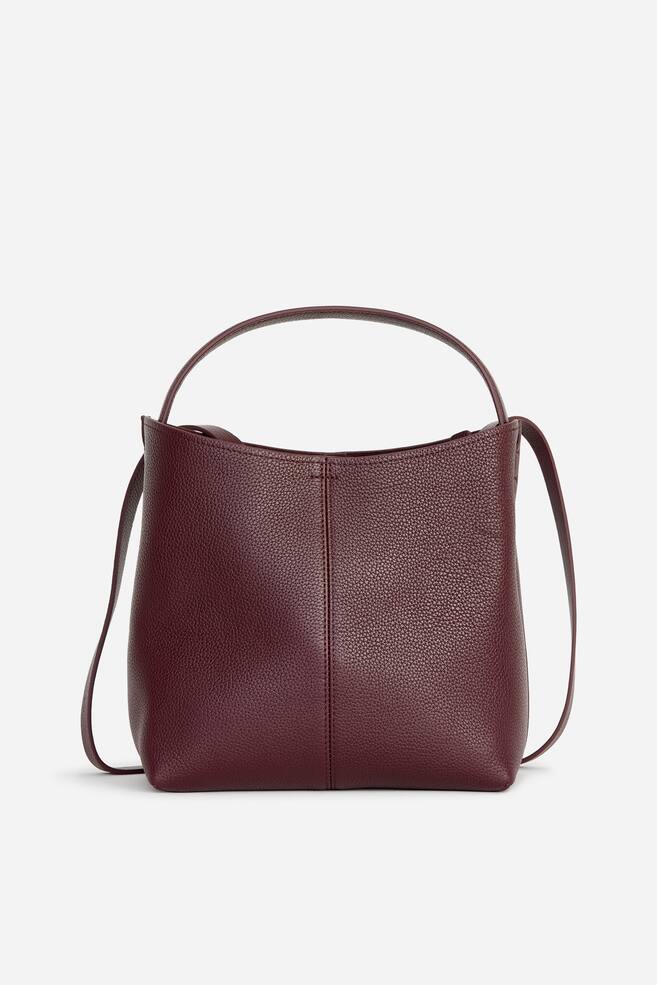 Bolso cubo de piel pequeño - Rojo oscuro/Negro - 1