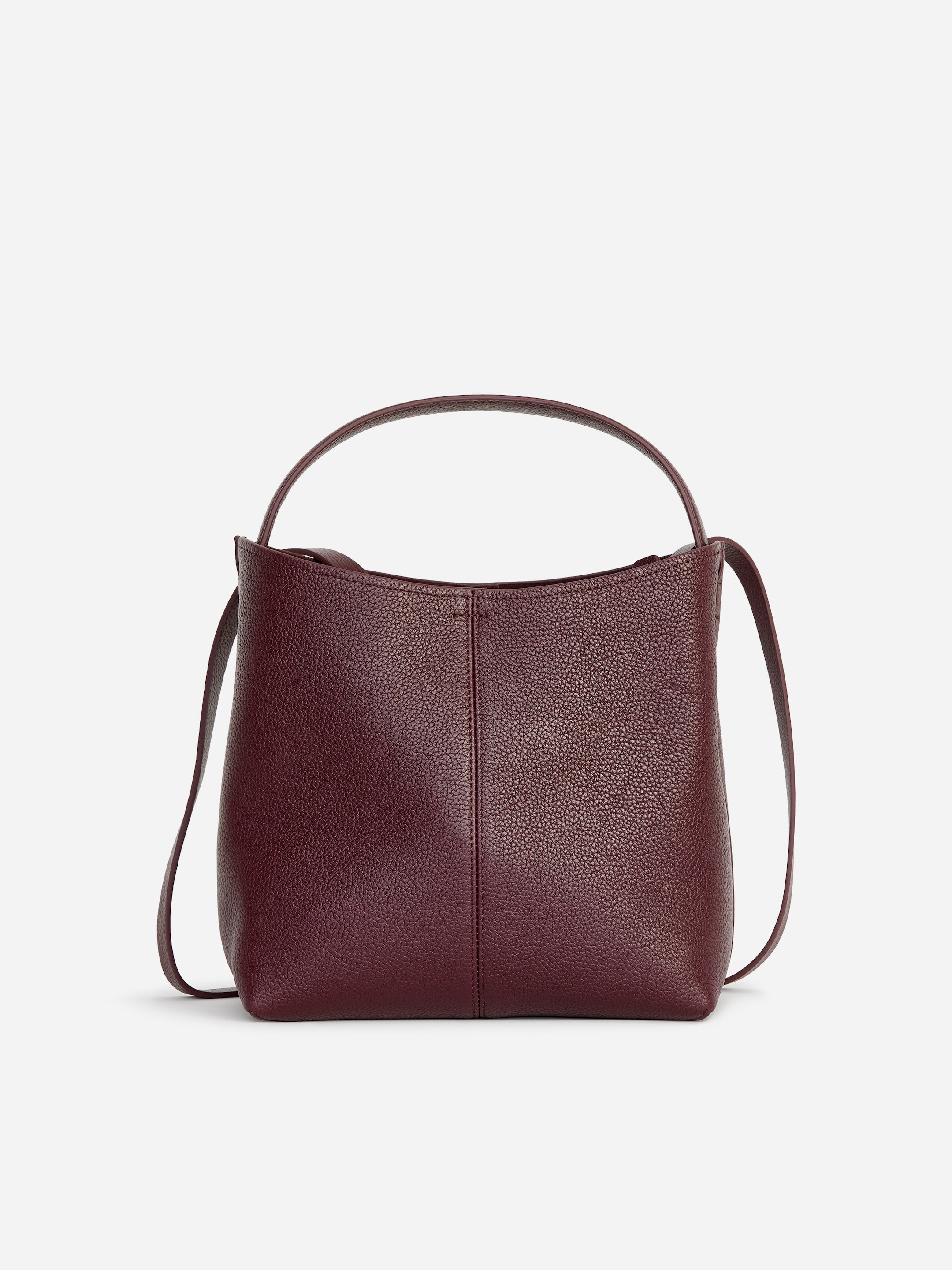 Small Leather Bucket Bag-Red-20768