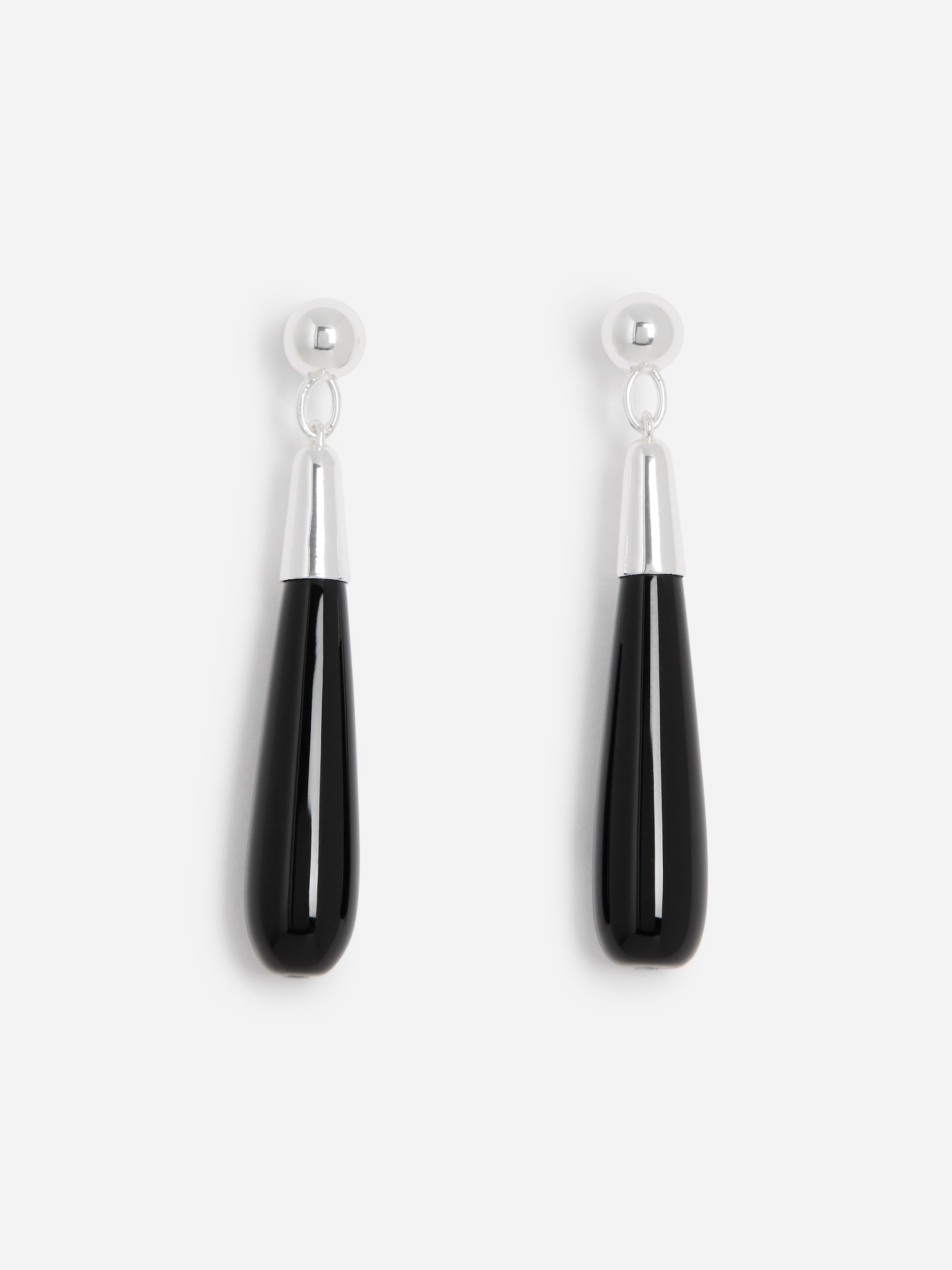 Onyx stone Earrings - Silver/Black - women - StillMedia/DescriptiveStillLife - 1