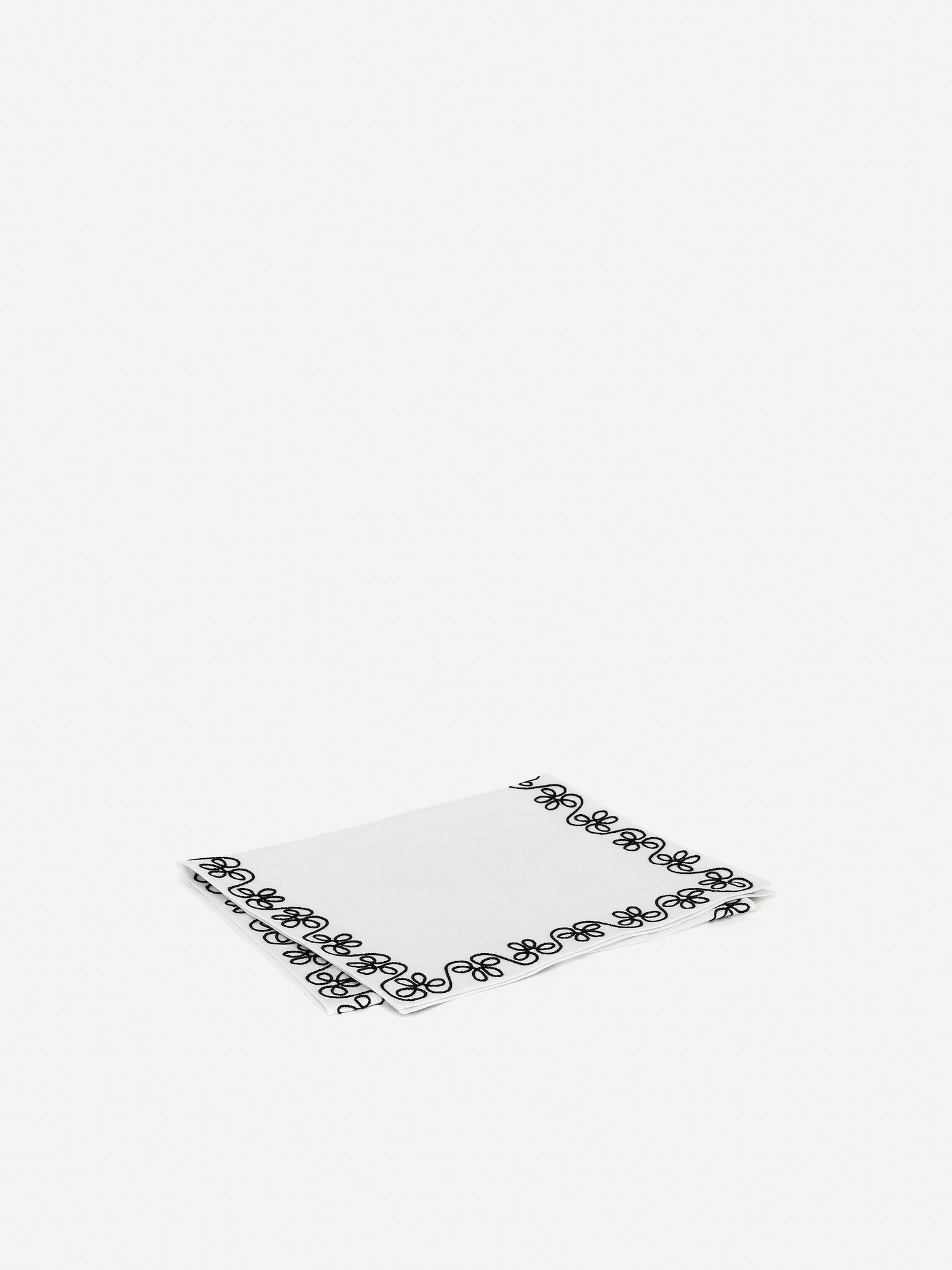 Embroidered Table Runner - White/Black - 3