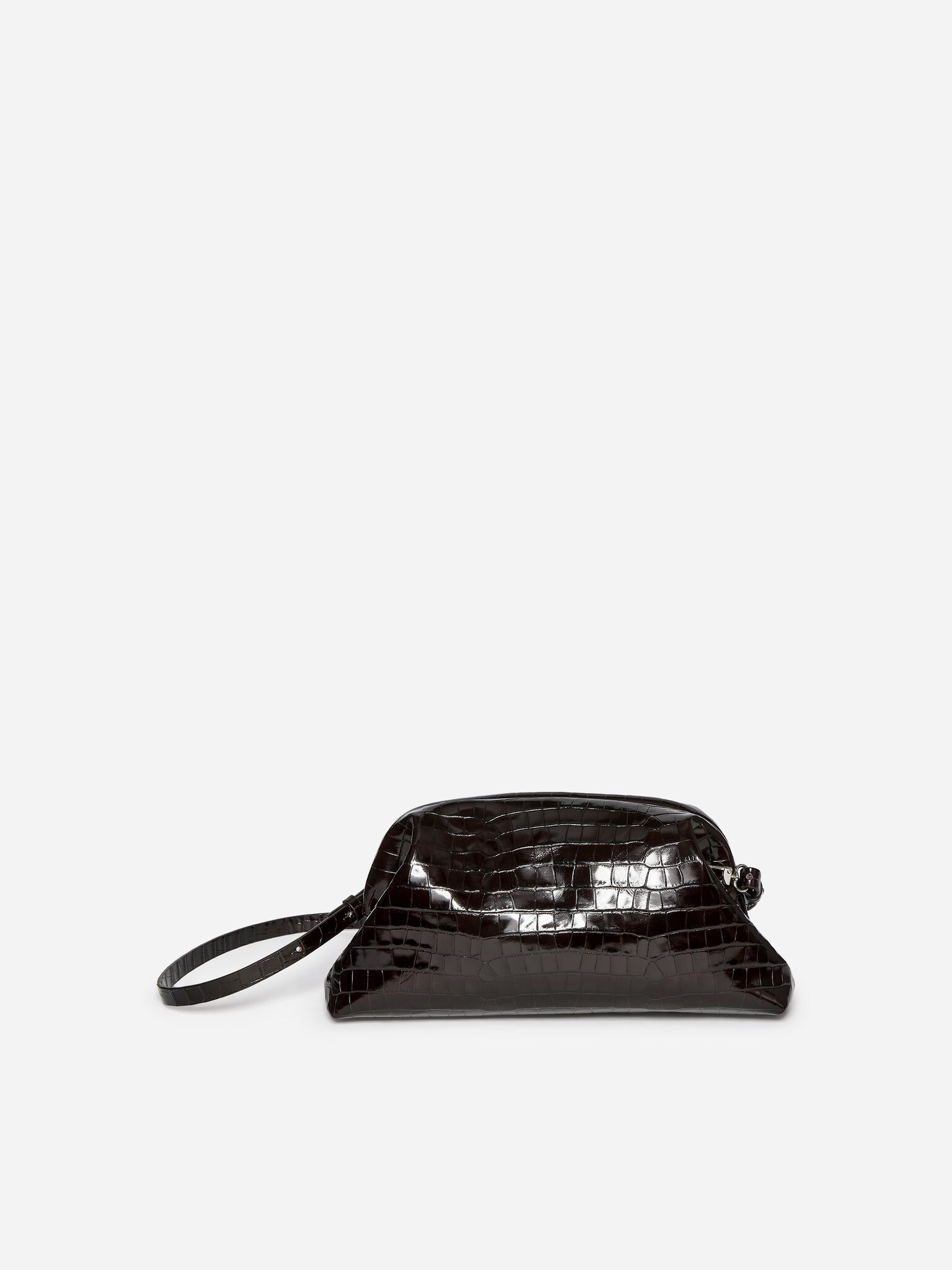 Croco-Embossed Clutch - Brown - 5