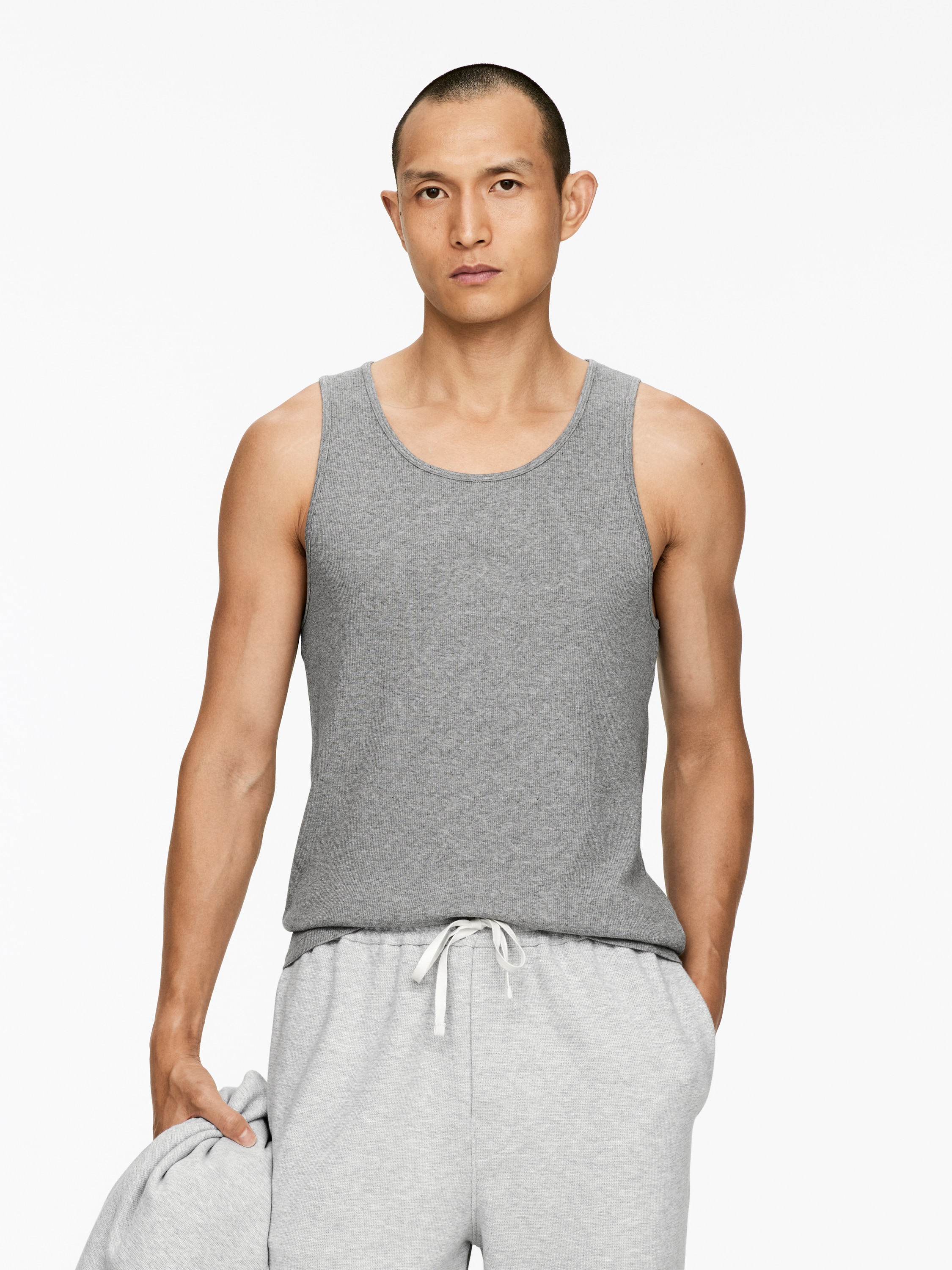 Ribbed Tank Top - Grey/White