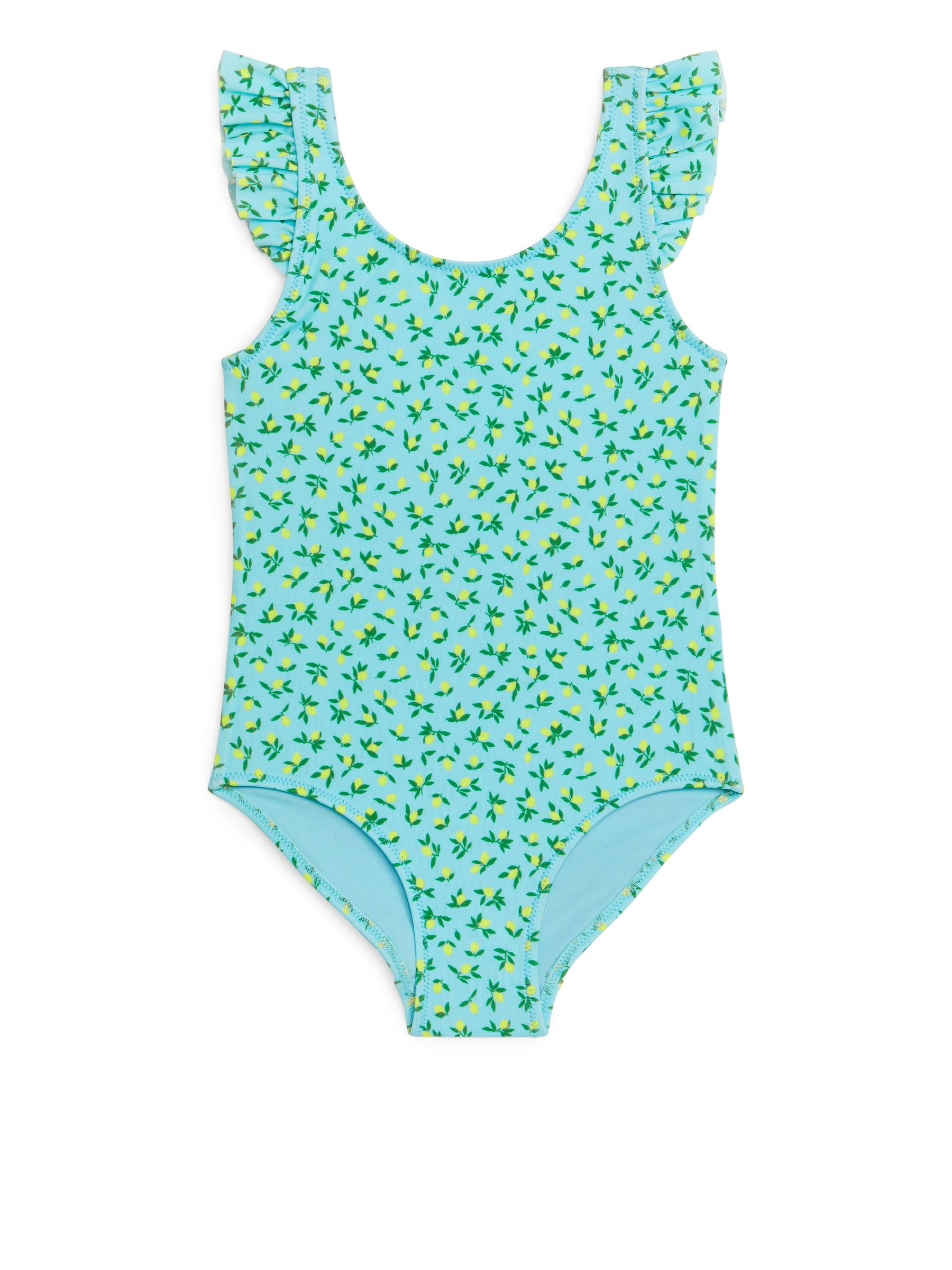 Badeanzug mit Rüschen - Hellblau/Zitronenprint - Regular Fit - Kinder - StillMedia/DescriptiveStillLife - 1