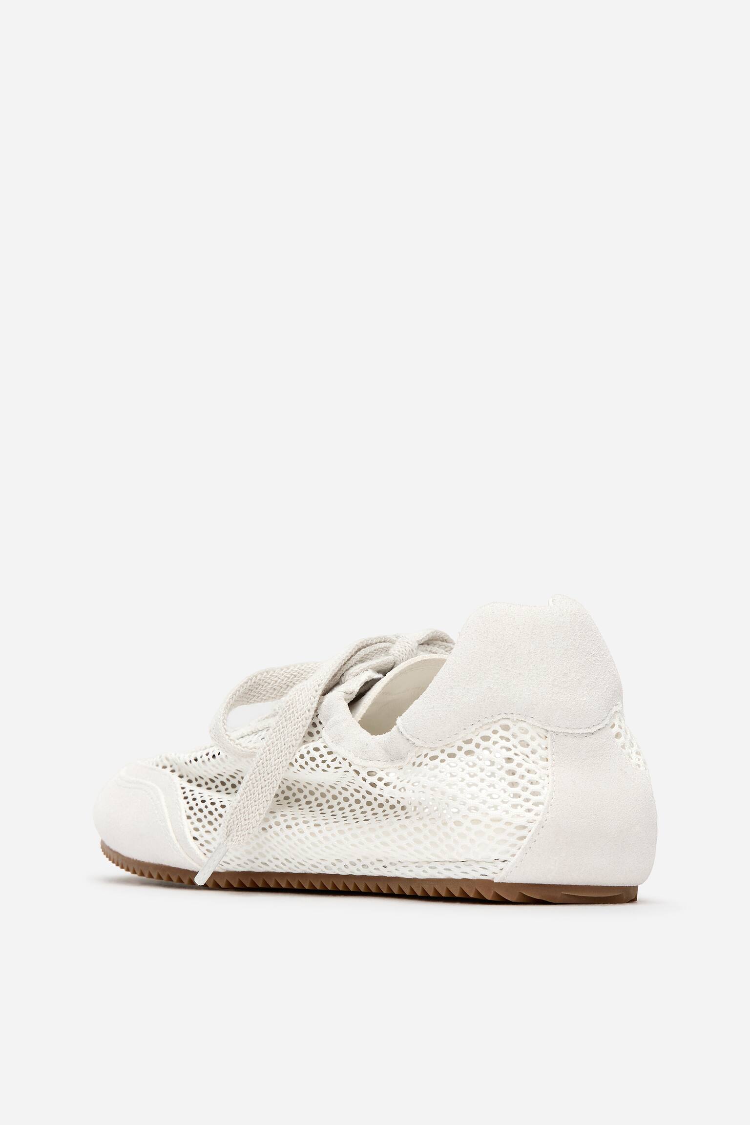 Sneakers van mesh en suède - Wit - 8