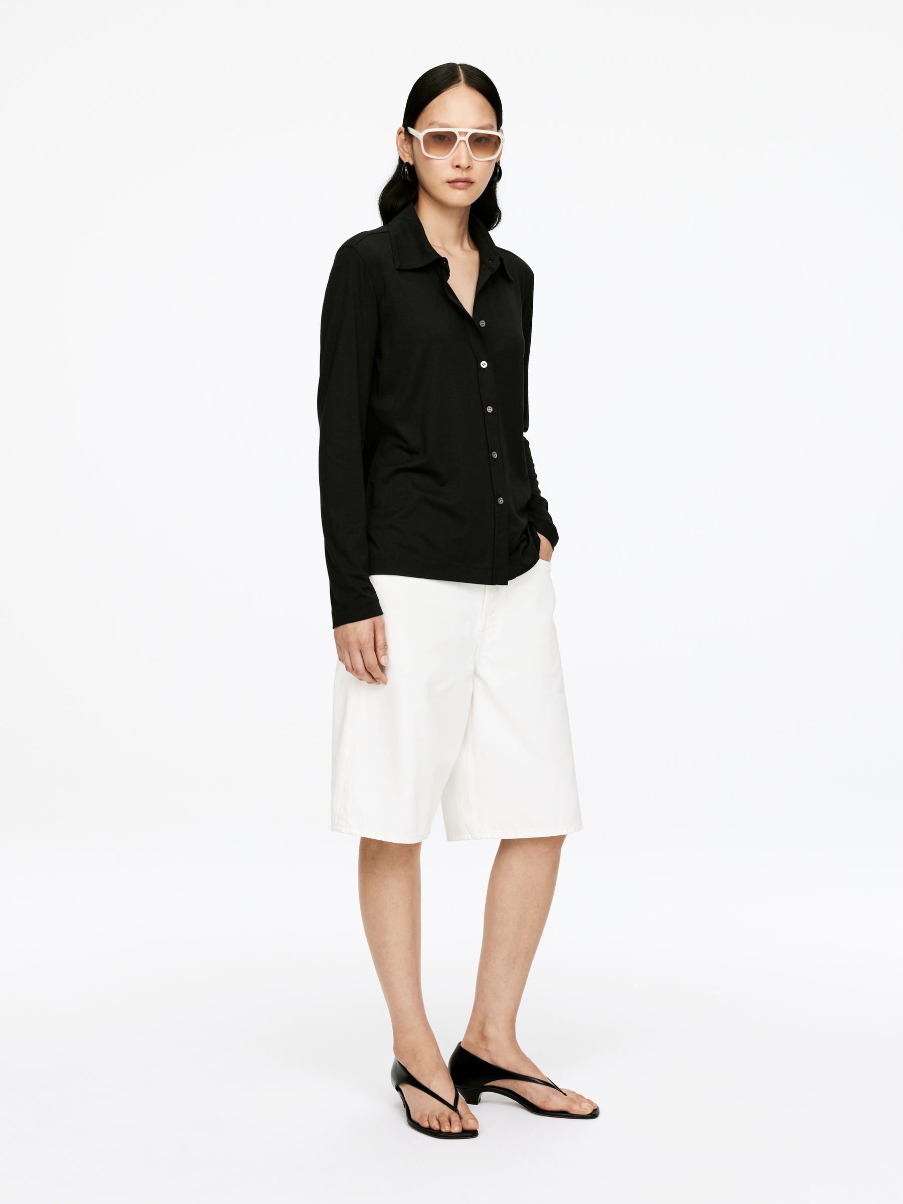 Lyocell-Blend Shirt - Black - Slim fit - Women - StillMedia/Lookbook - 4