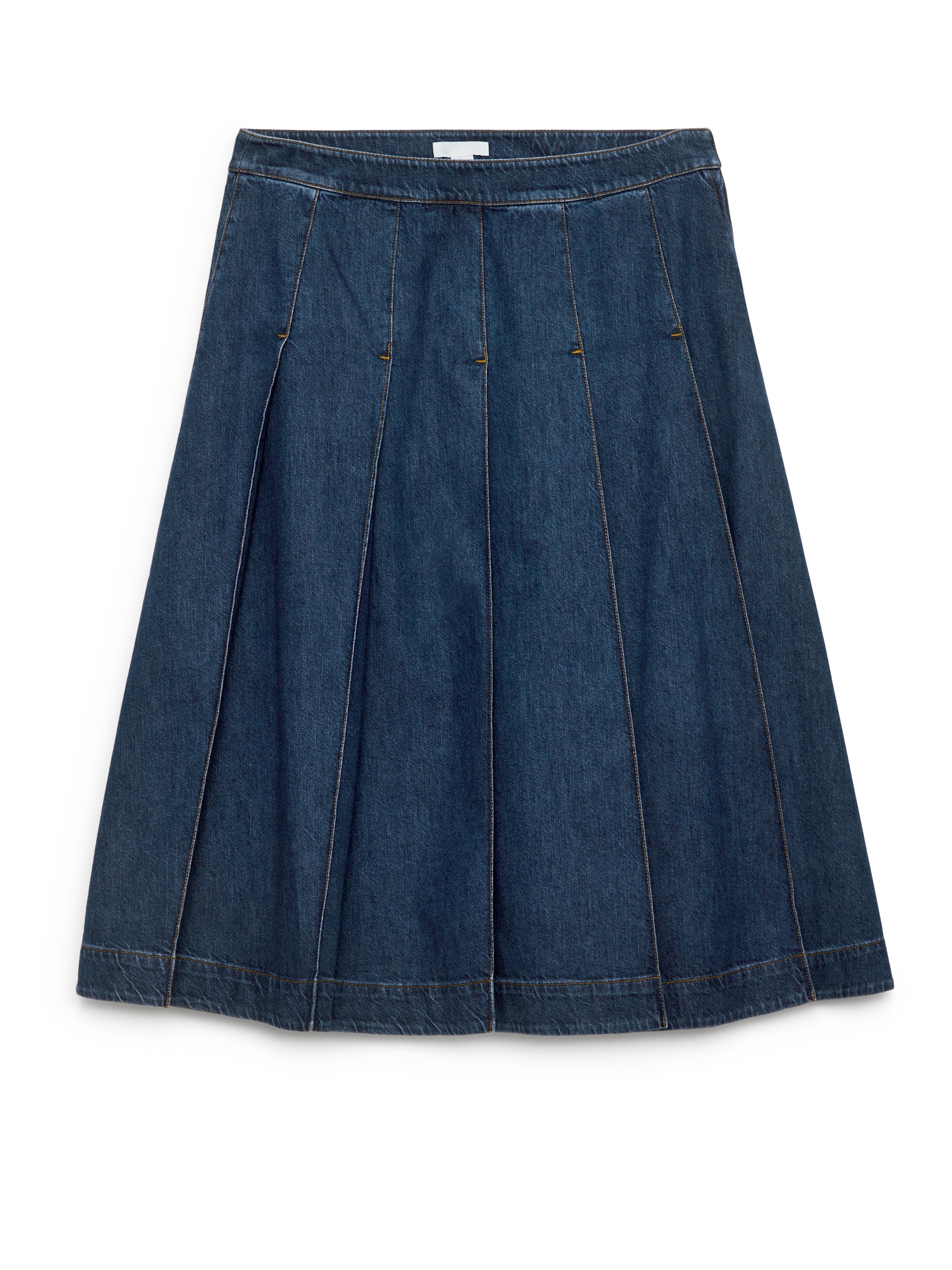 Pleated Denim Skirt-#28374b-12232