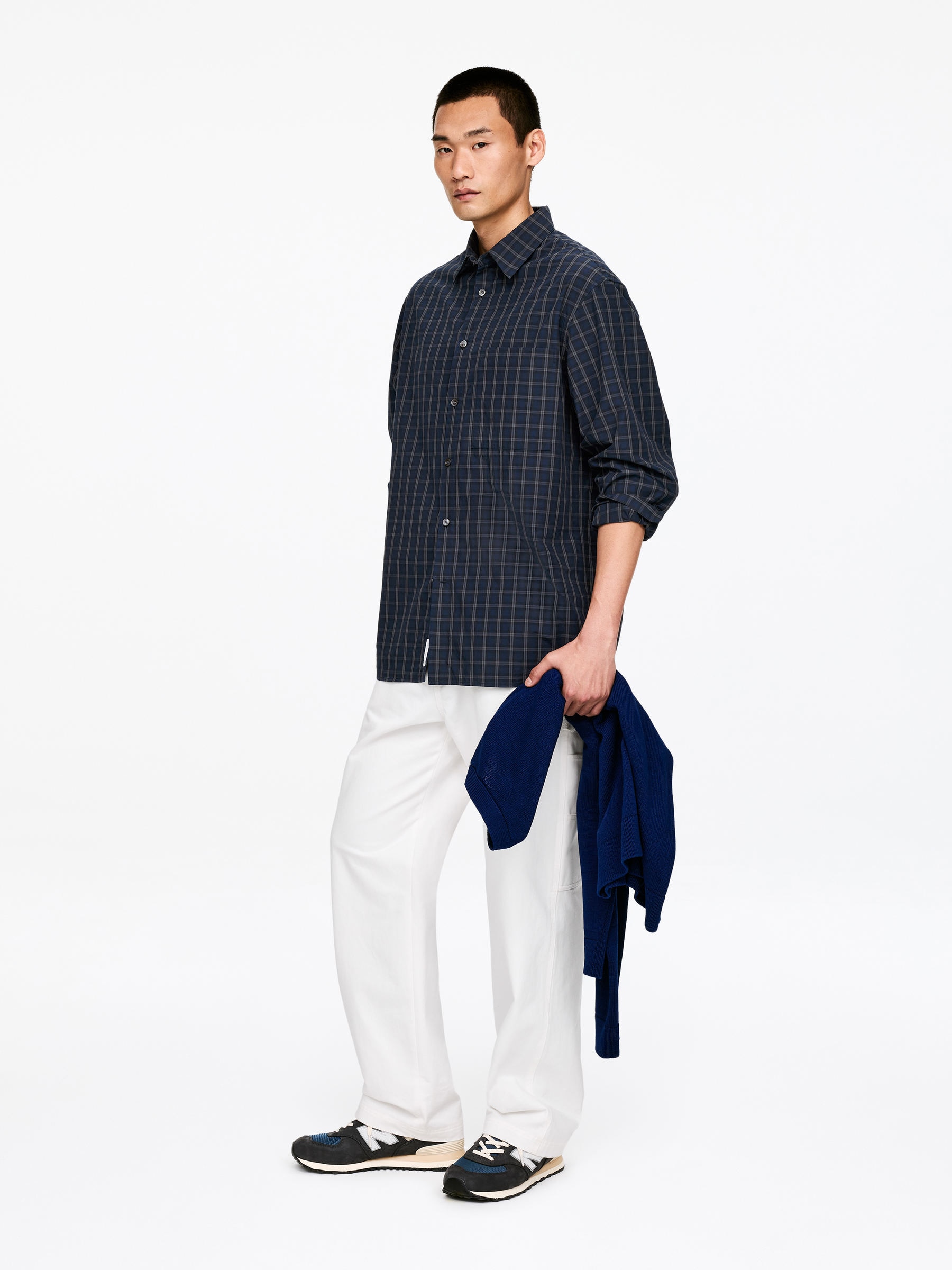 Oversized Poplin Shirt - Blue/Checkered - Oversized - Men - StillMedia/Lookbook - 5