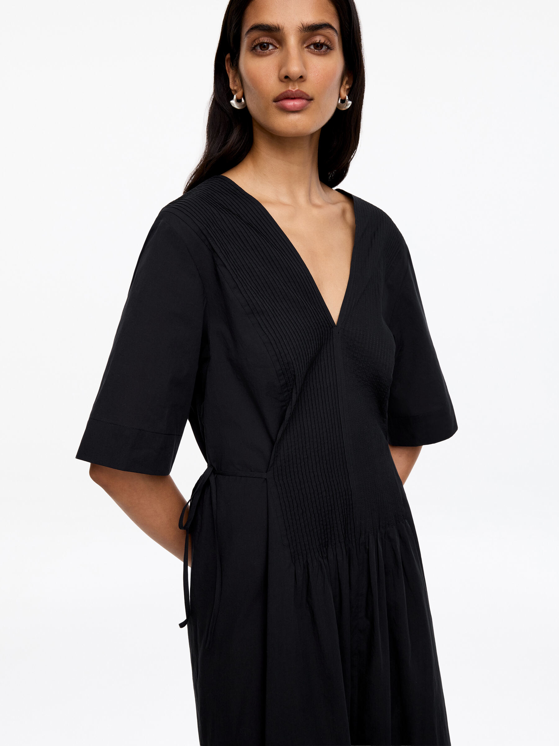 Robe en voile de coton bordée de dentelle - Noir - Regular fit - Femme - StillMedia/Lookbook - 2