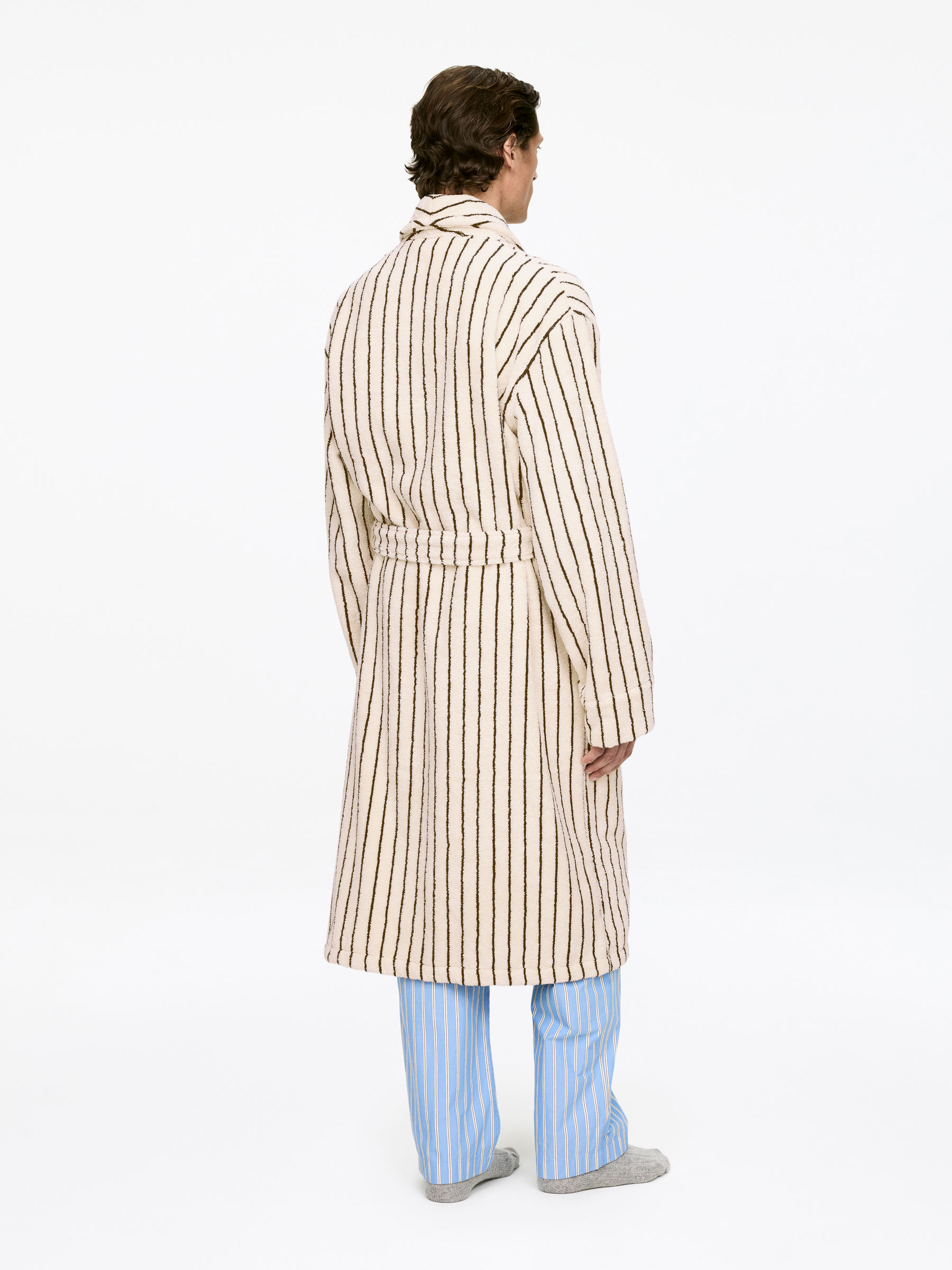 Cotton Terry Bathrobe - Off White/Black - Women - StillMedia/Lookbook - 7