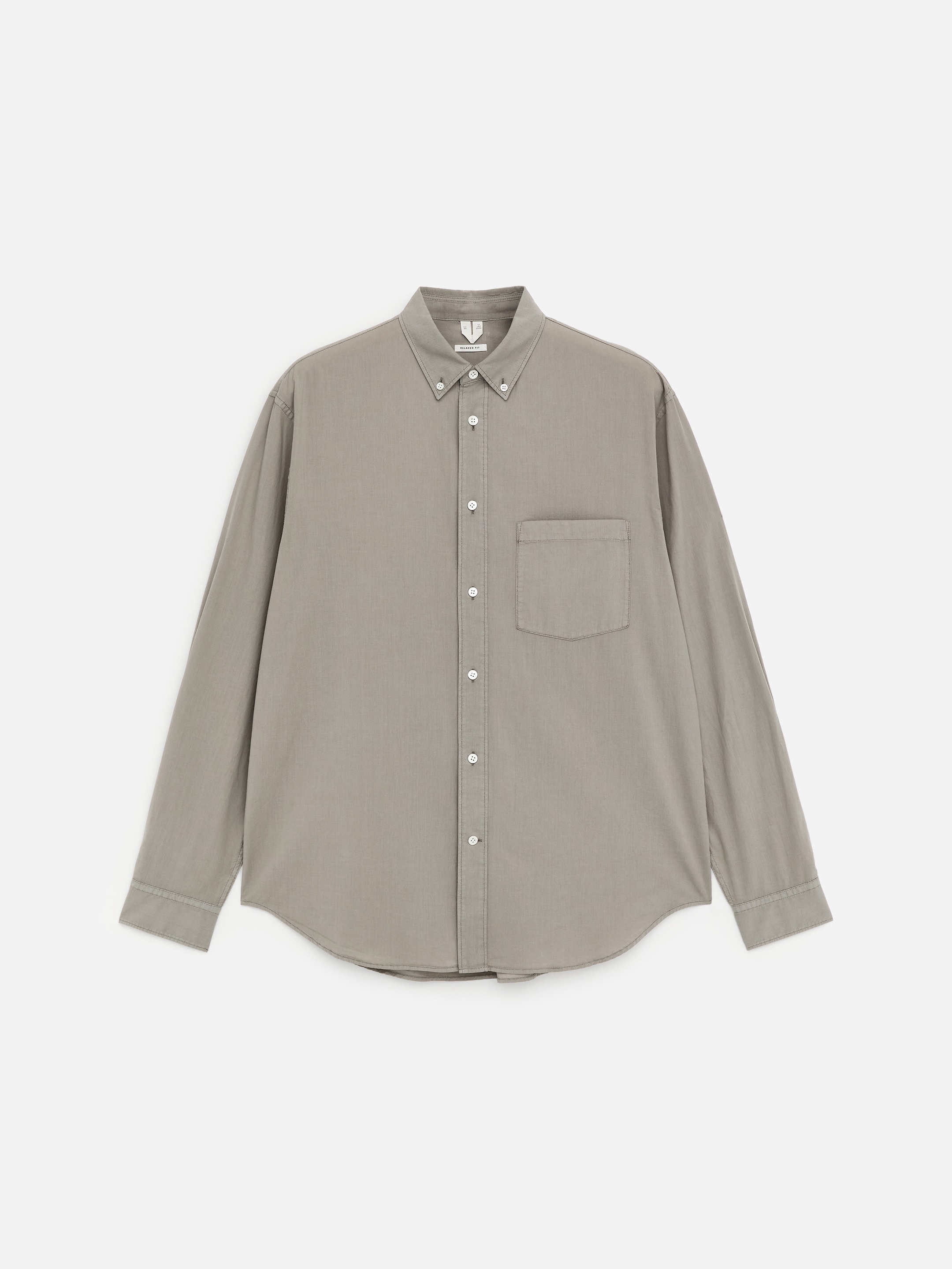 Chemise en popeline décontractée-#7C7772-18561