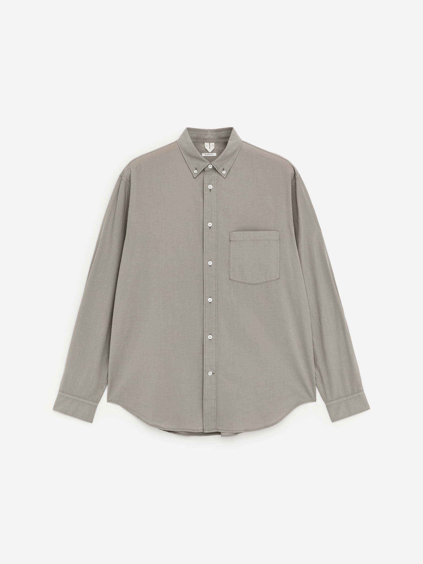 Camisa de popelina holgada-Gris-18561