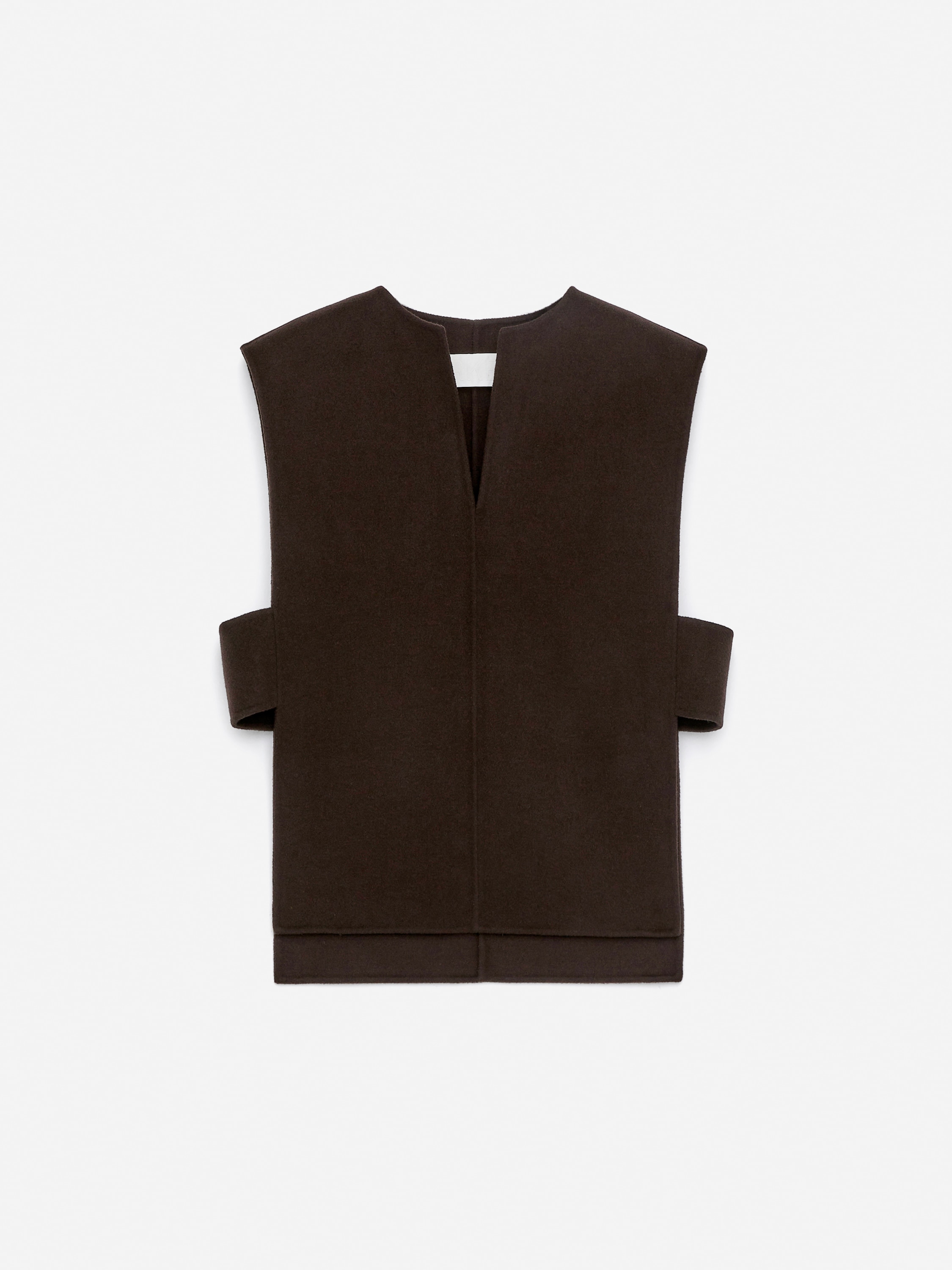 Gilet en laine mélangée doublée - Marron foncé